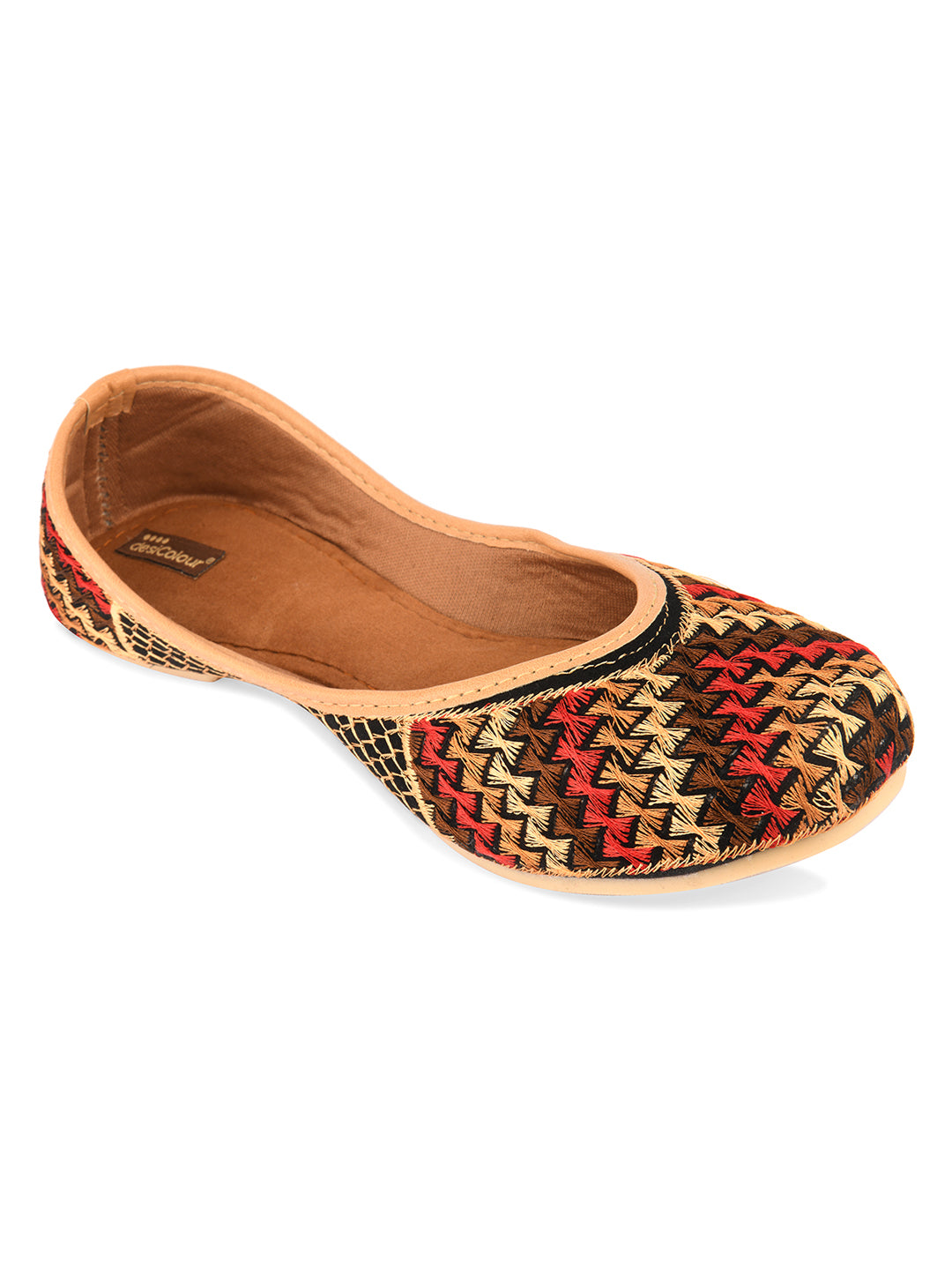 Women's Black Multicolour Indian Ethnic Comfort Footwear
