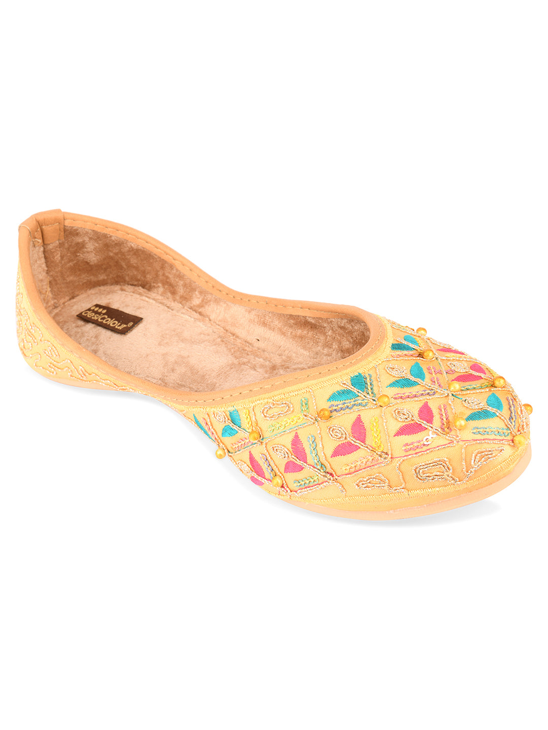 Women's Gold Multi Indian Ethnic Comfort Footwear