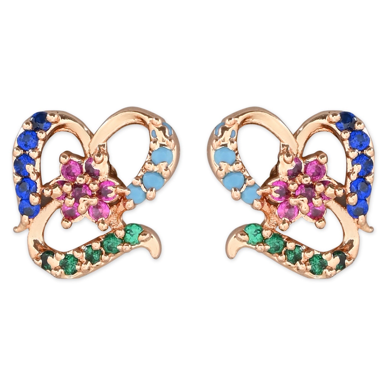 Women's Silver Plated Glittering Crystal Ad Stone Studs Earrings (E3071Zg)
