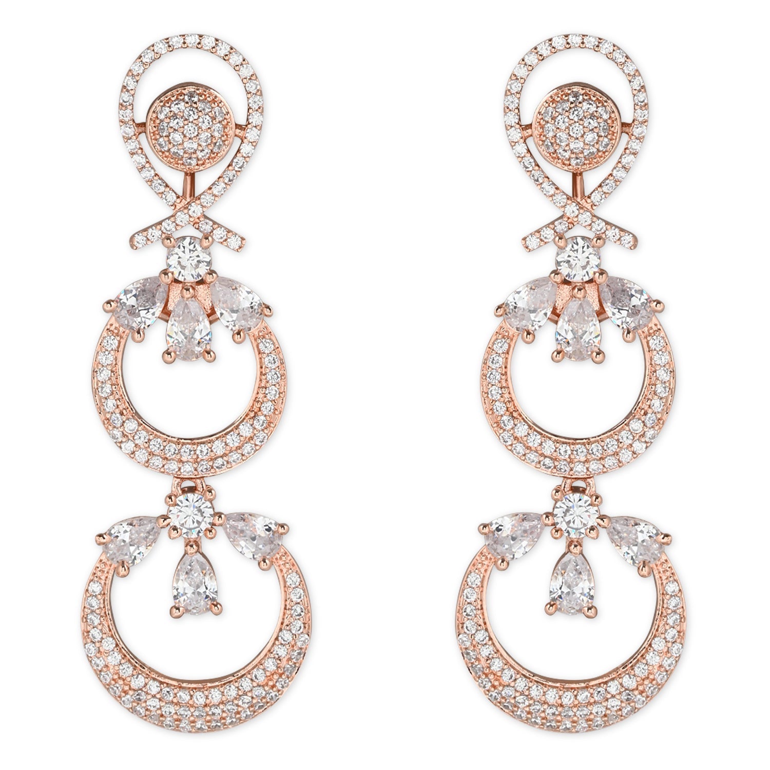 Women's Silver Plated Glittering Crystal Ad Stone Studs Earrings (E3071Zg)