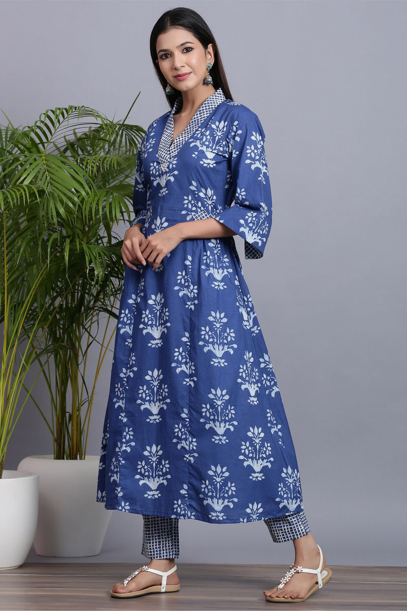 Indigo Sleeveless V-Neck Women's Kurta main image 1