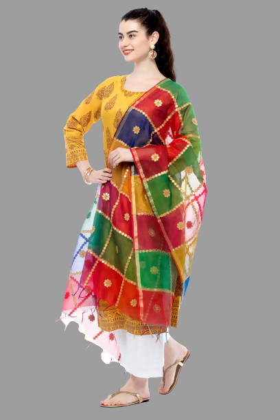 Women's Chanderi Multi Gota Dupatta & Chunni Mfd0005