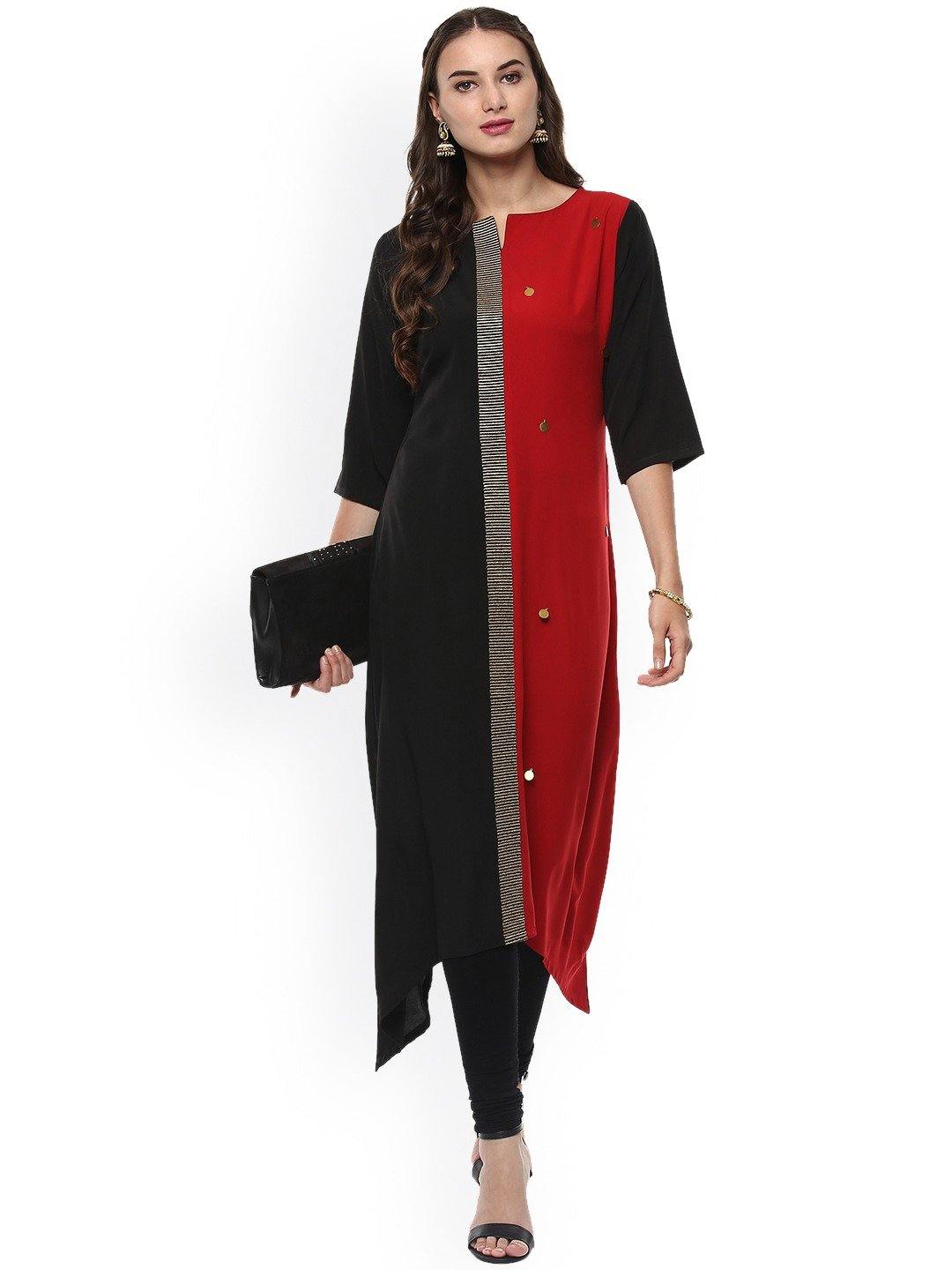Women's Multicolor Poly Crepe Kurta