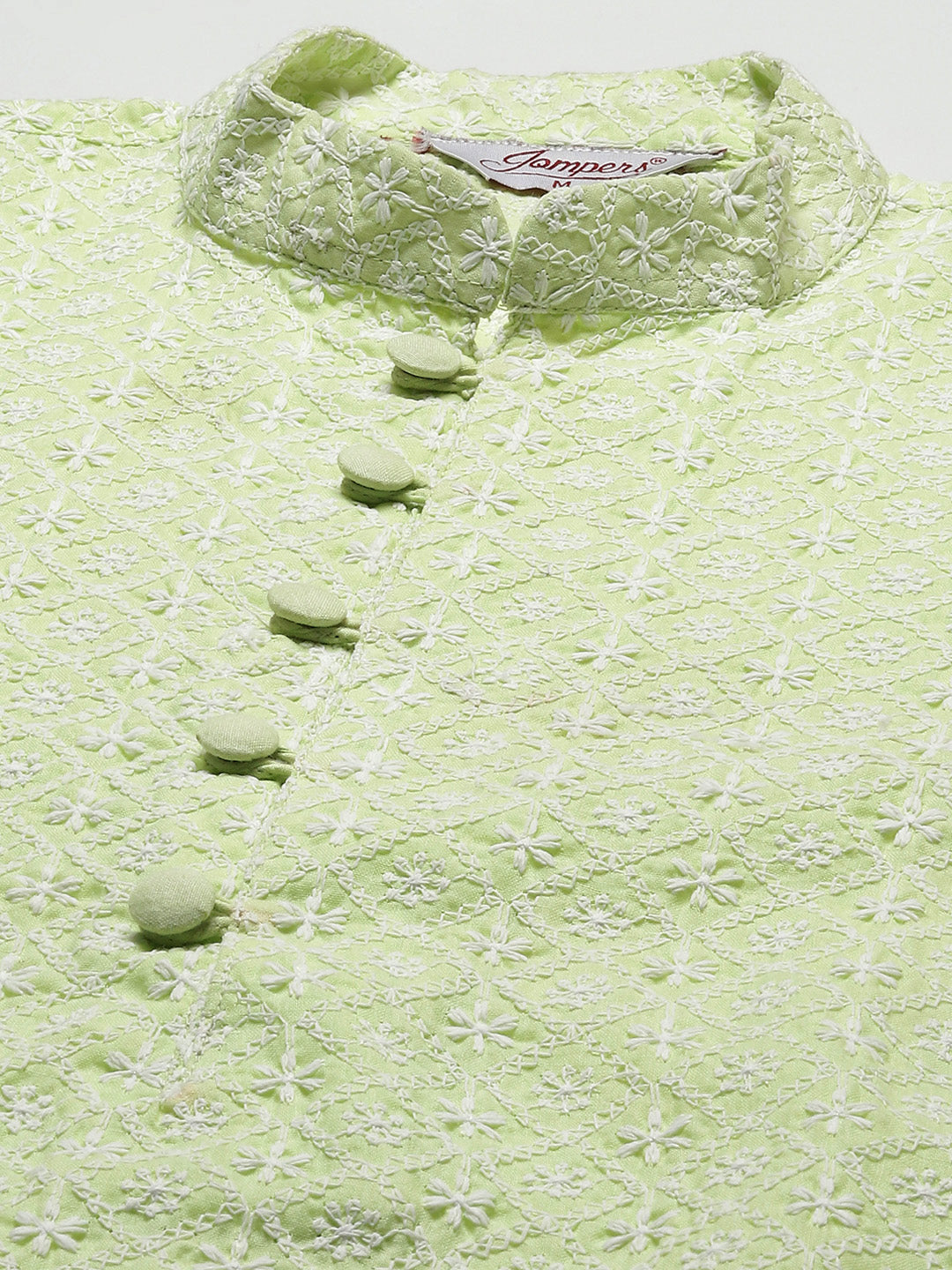 Men's Green Embroidered Kurta Payjama Sets ( JOKP 626 Green )