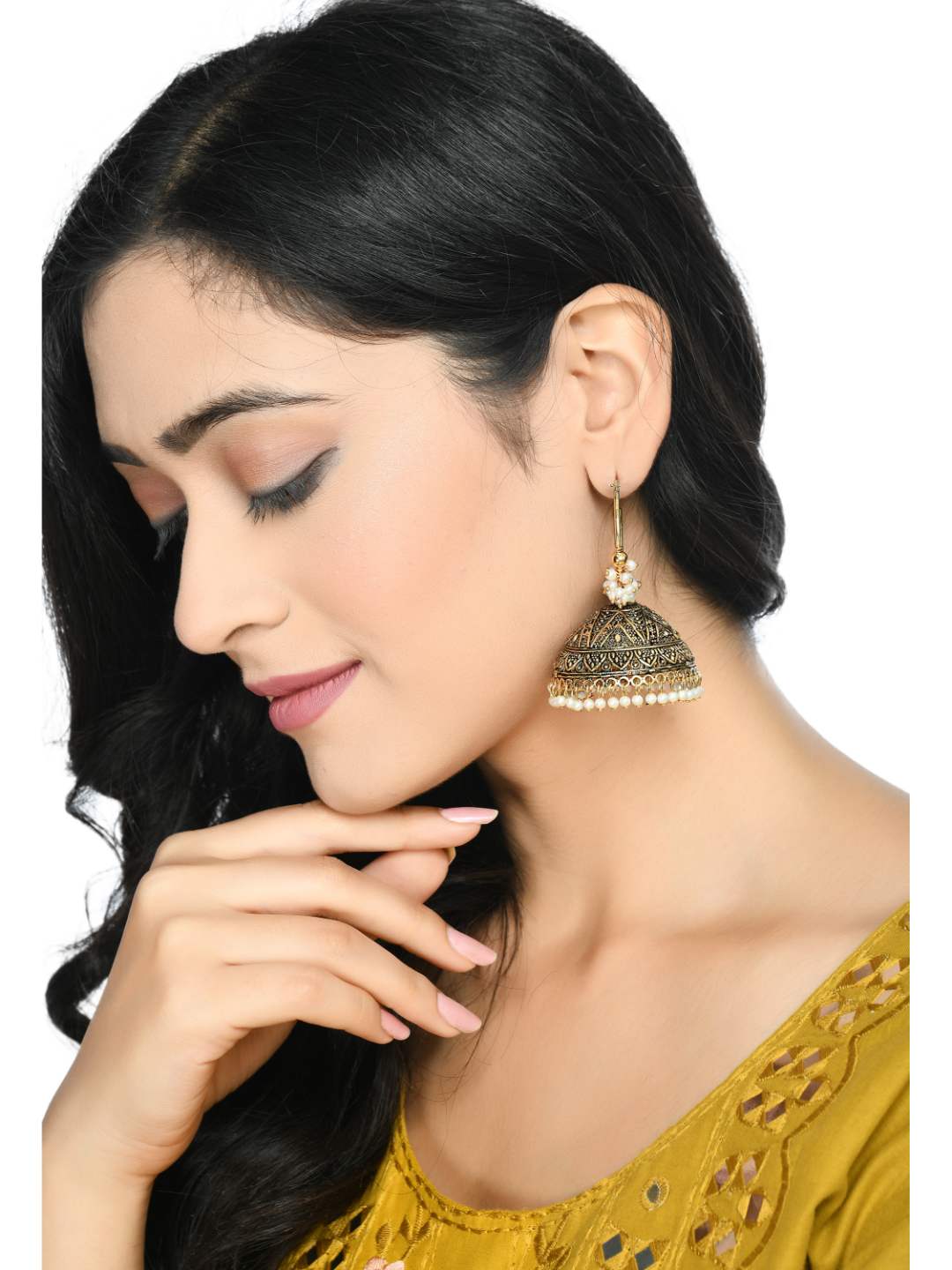 Women's Latest Designer Golden color Jhumkas Earings Jker_057