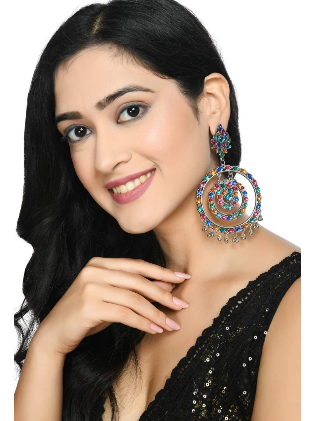 Women's Trendia Multi color circles Earrings with Kundan Jker_137