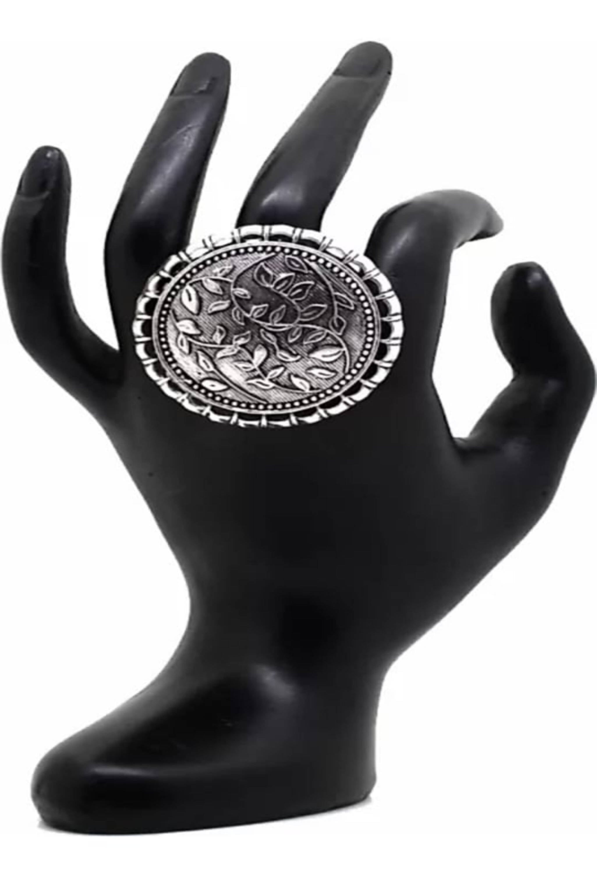 Johar Kamal Oxidised Silver Toned Textured Adjustable R