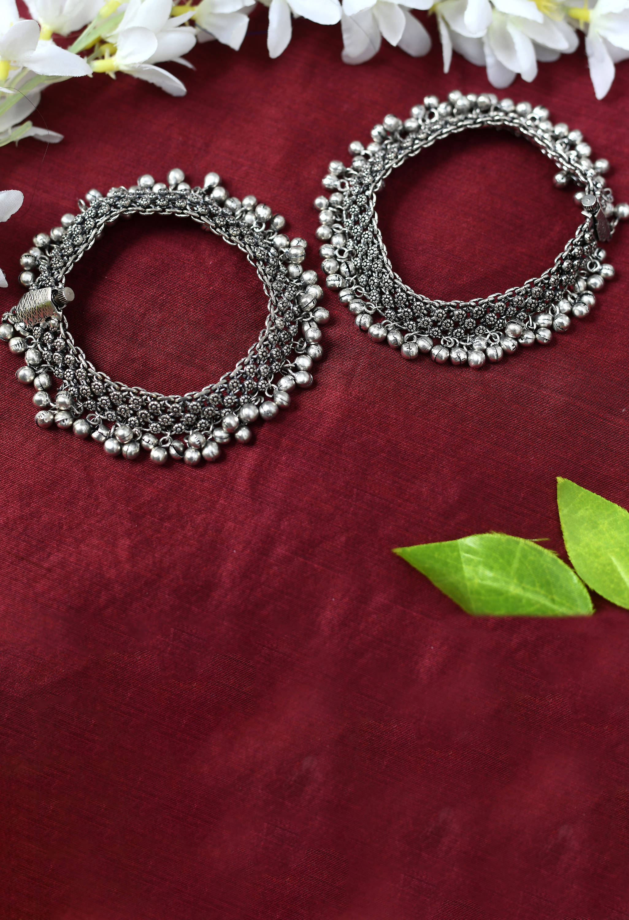 Johar Kamal Oxidised Silver -Plated heavy Ankle