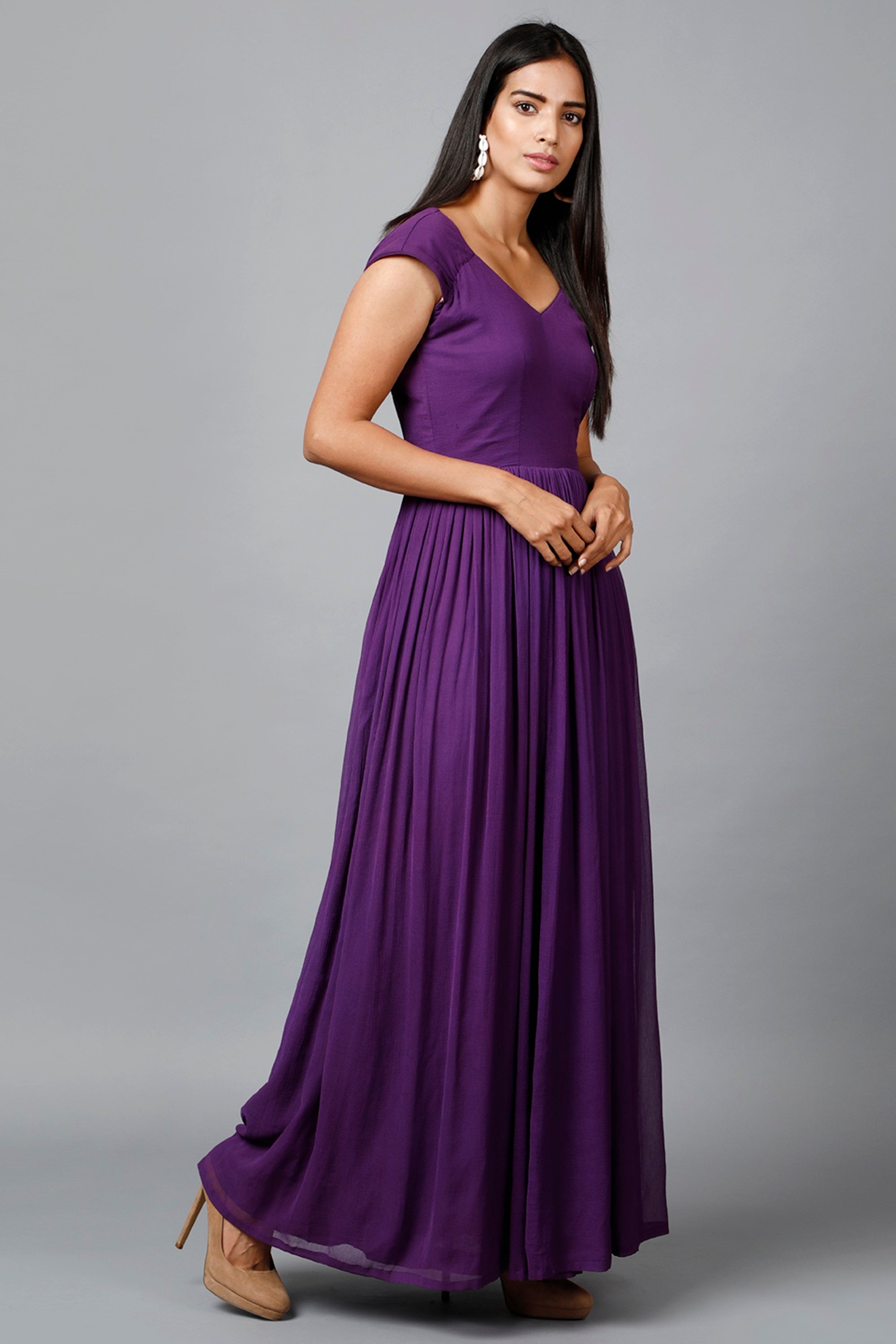Women's Drape Chiffon Gown In Purple