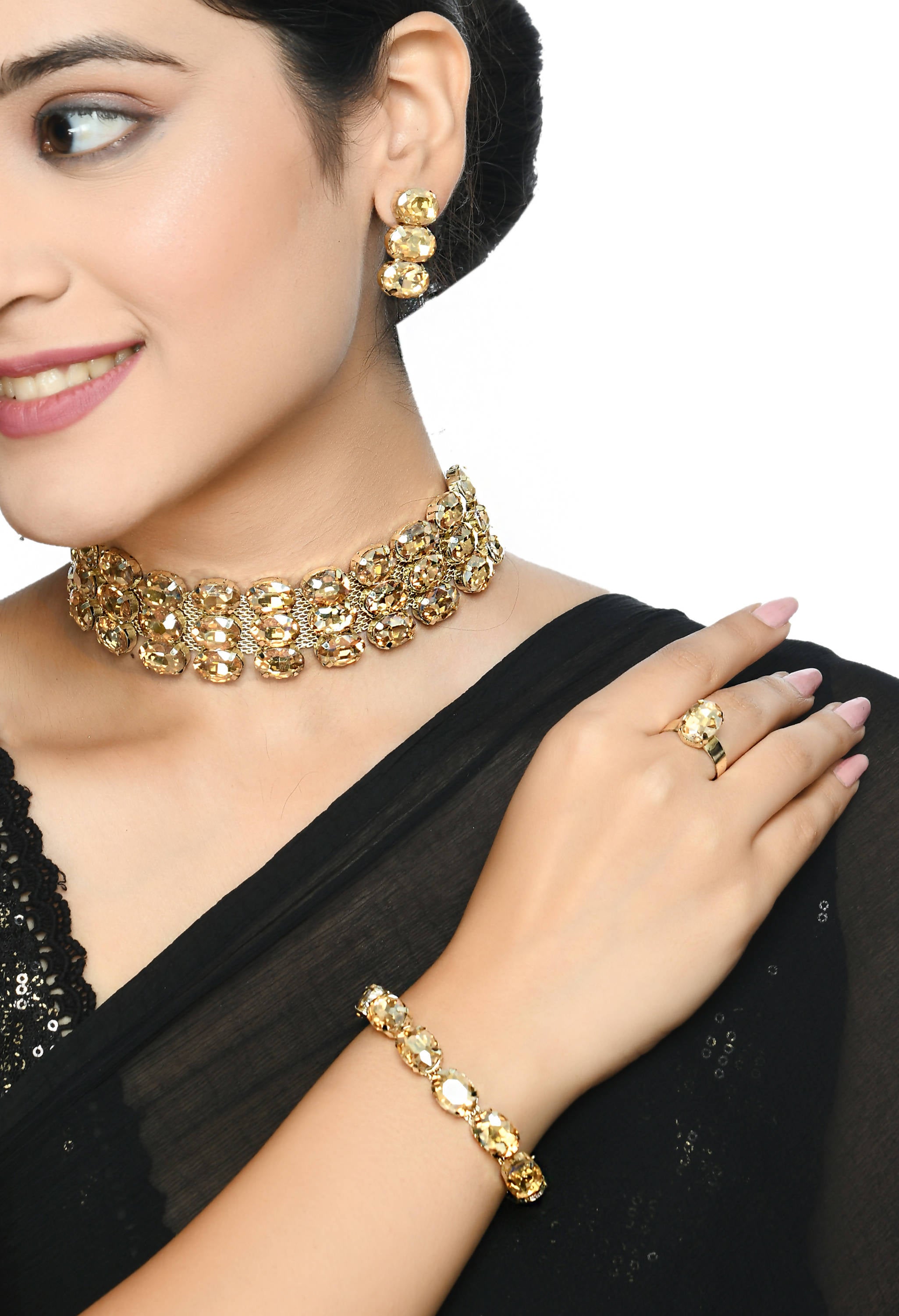Johar Kamal Designer Choker Set Earrings, Bracelet and