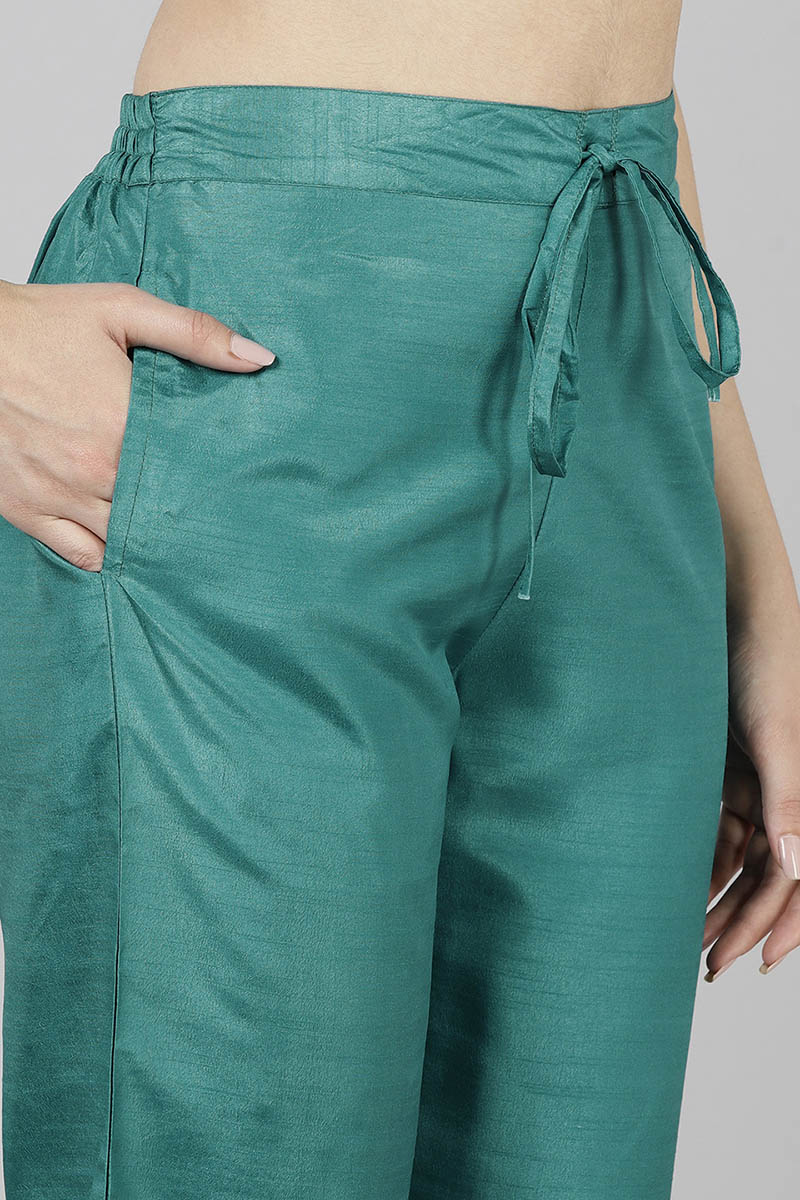 Women's Poly Silk Yoke Design Kurta Pants Dupatta Set  - Ahika