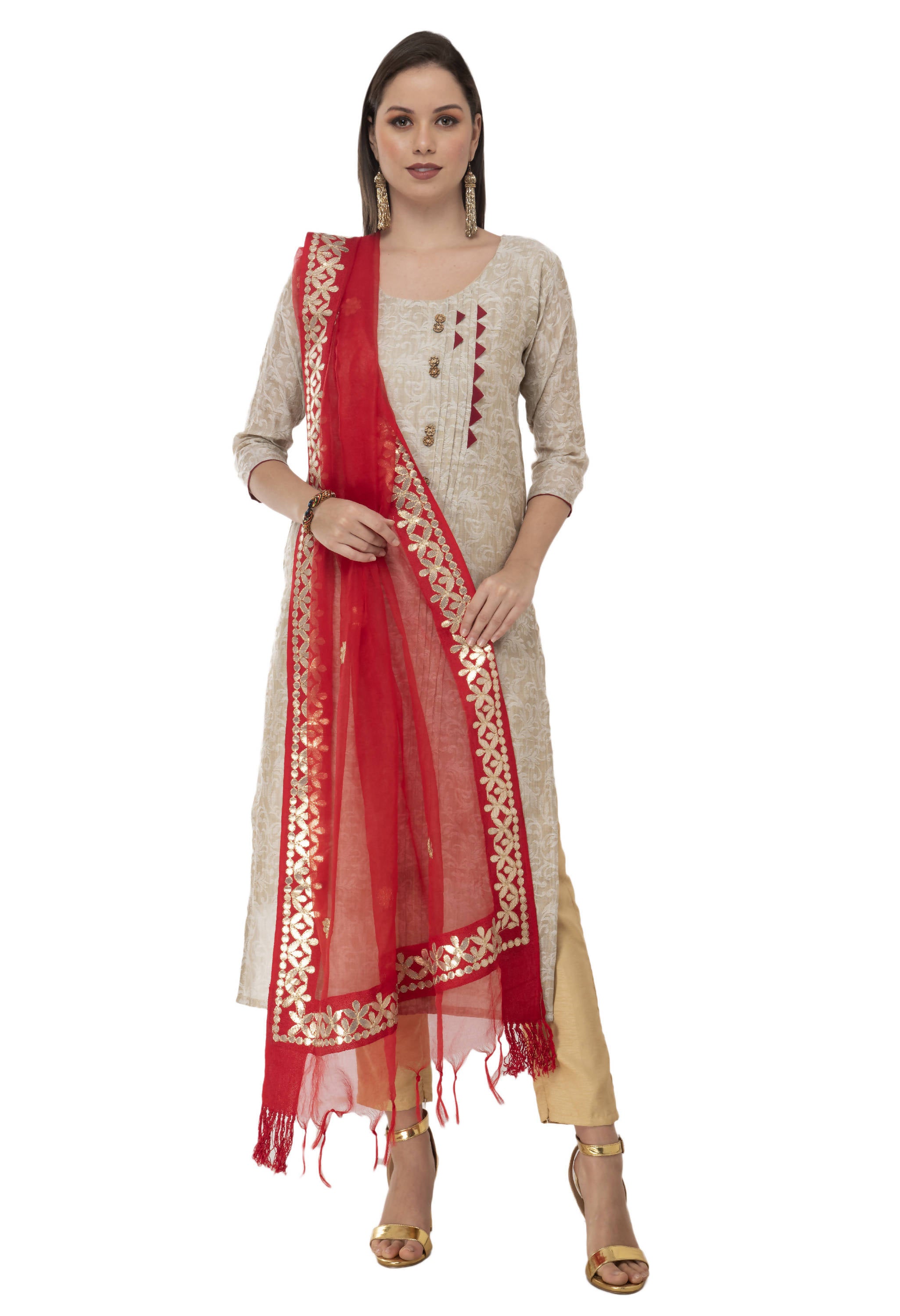 Women's Orgenza Gotta Patti Red Dupatta & Chunni Mfd0002