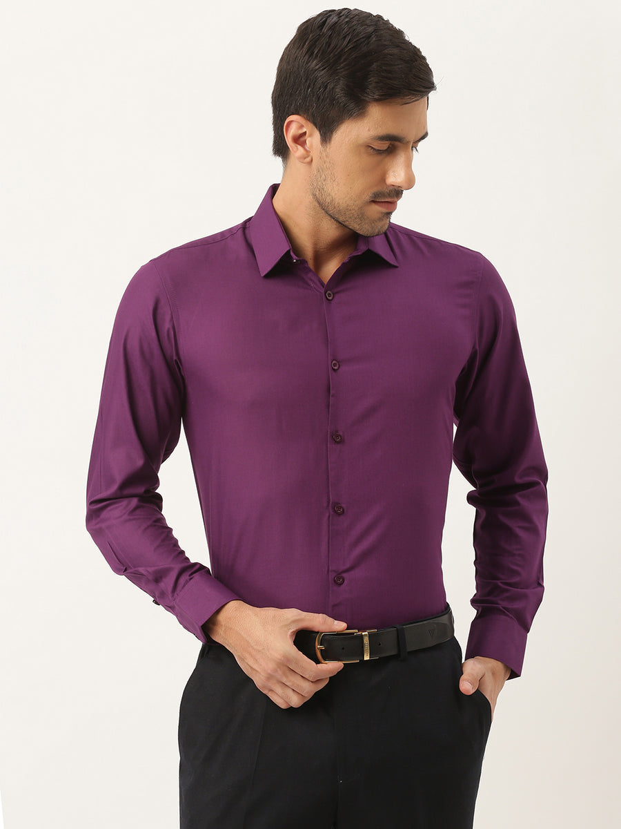 Men's Cotton Purple Formal Classic Shirt - Sojanya  Shirt outfit men,  Purple shirt outfits, Business casual men