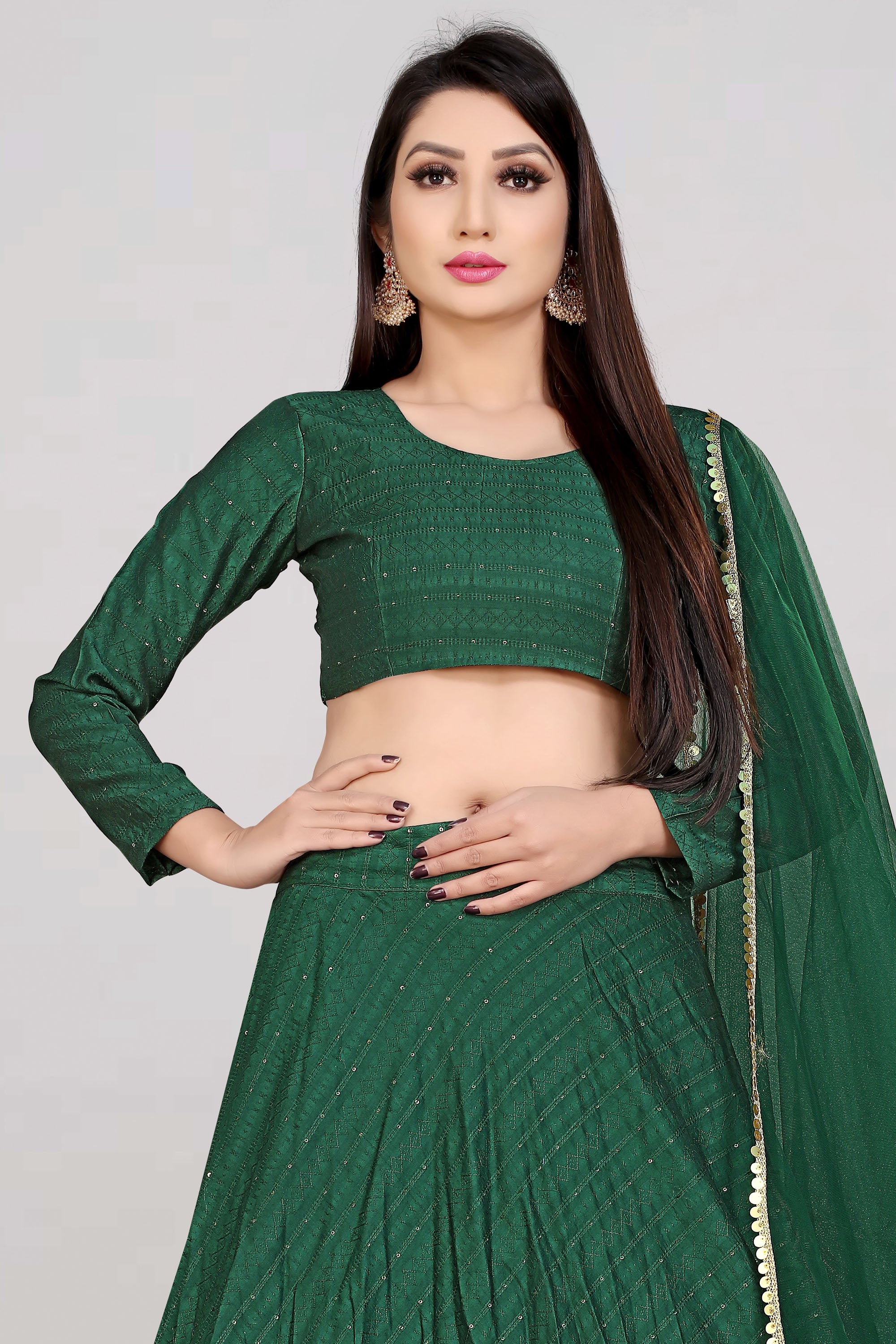 Women's Green Color Lehenga Set