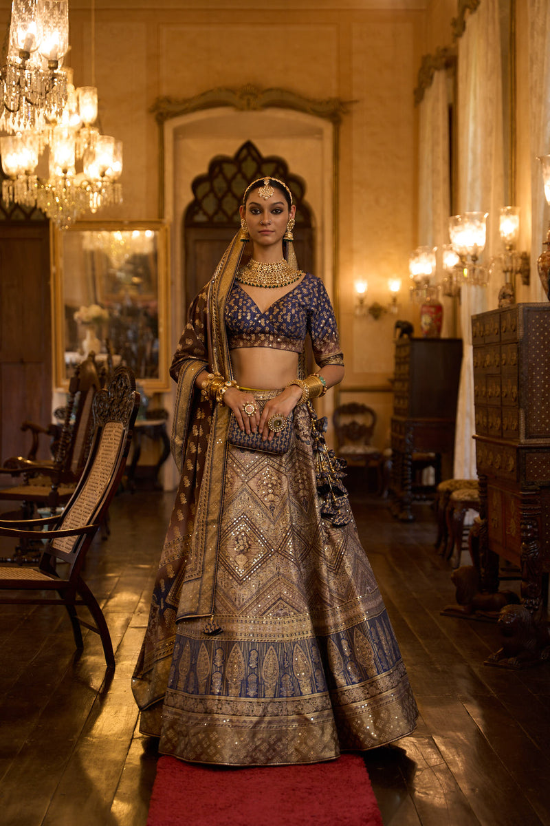 Women s Sequins Embroidered Lehenga with Blouse set 3pc set Phenav Trendia