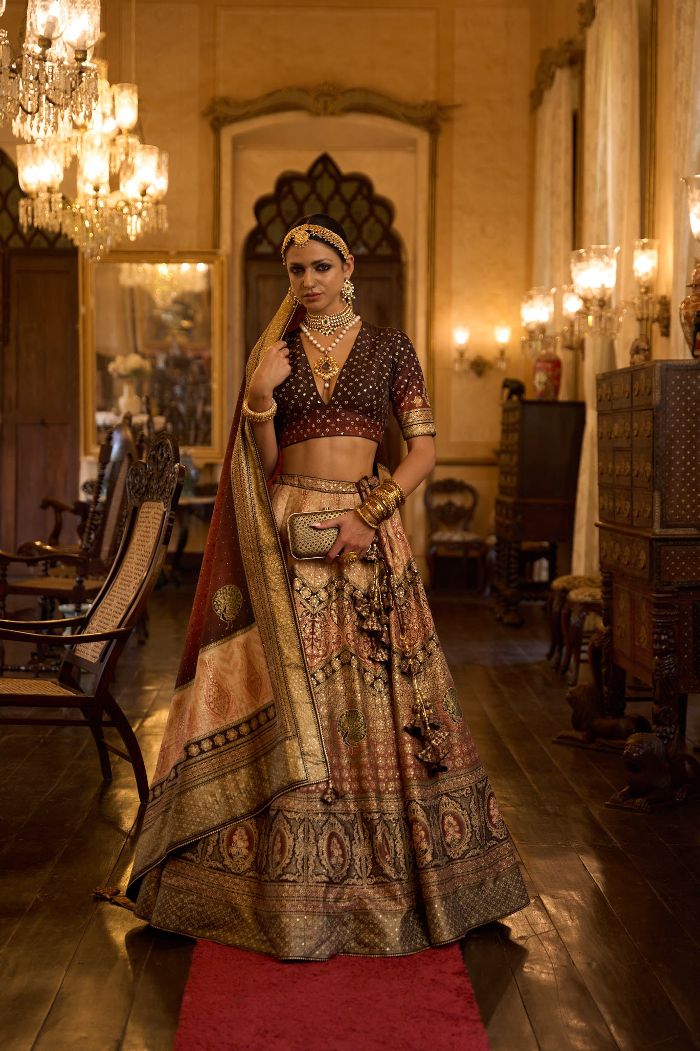 Women's Sequins Embroidered Lehenga with Blouse set- 3pc set