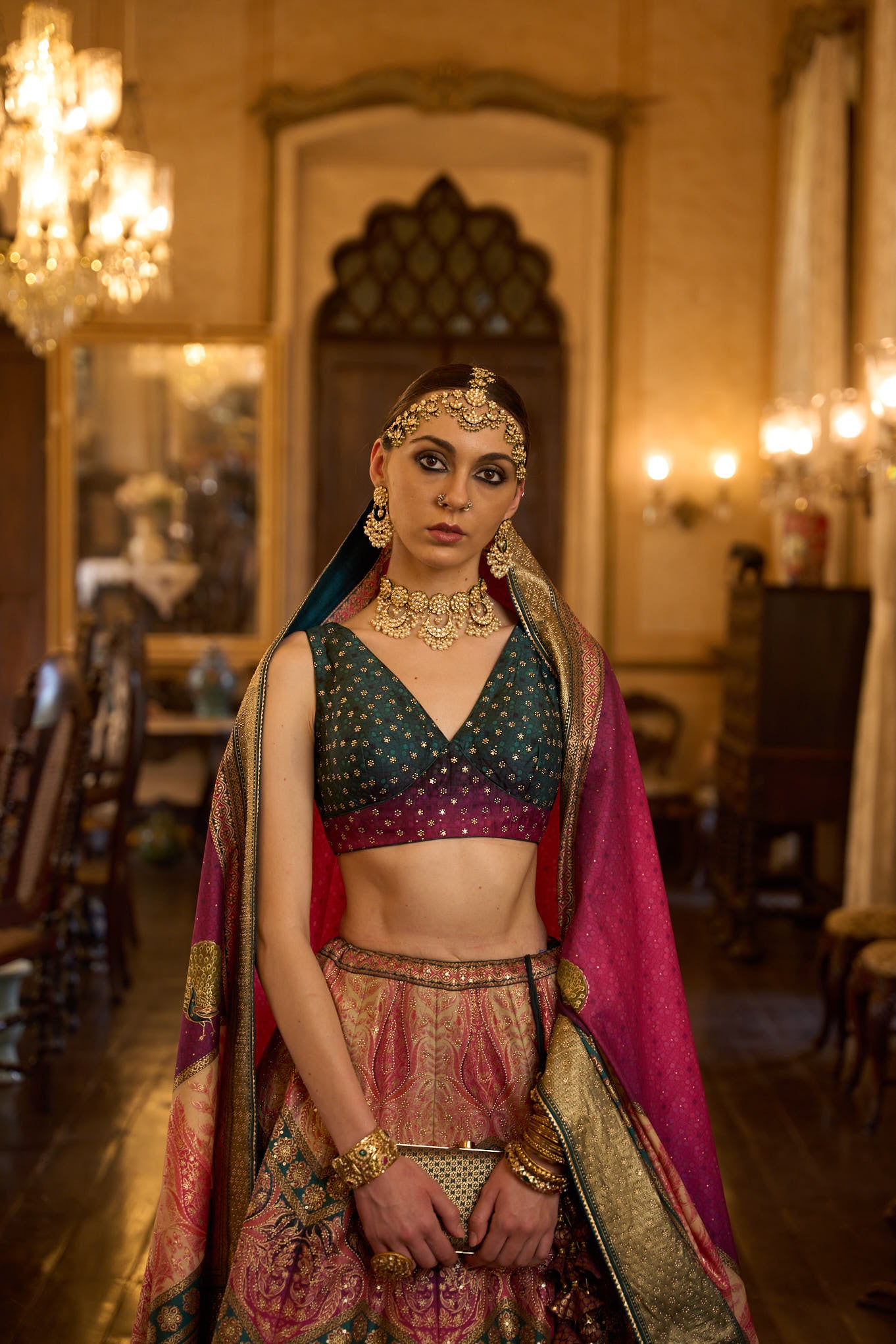Women's Sequins Embroidered Lehenga with Blouse set- 3pc set