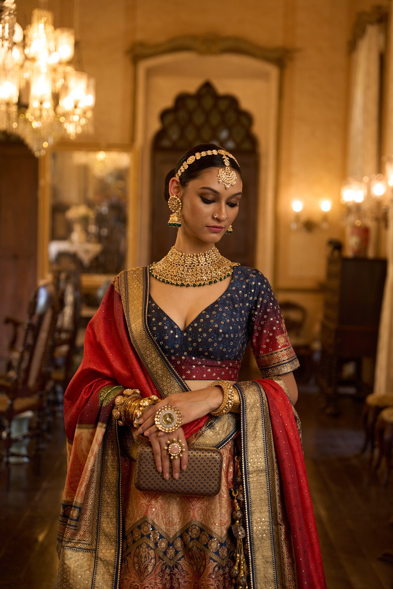 Women's Sequins Embroidered Lehenga with Blouse set- 3pc set