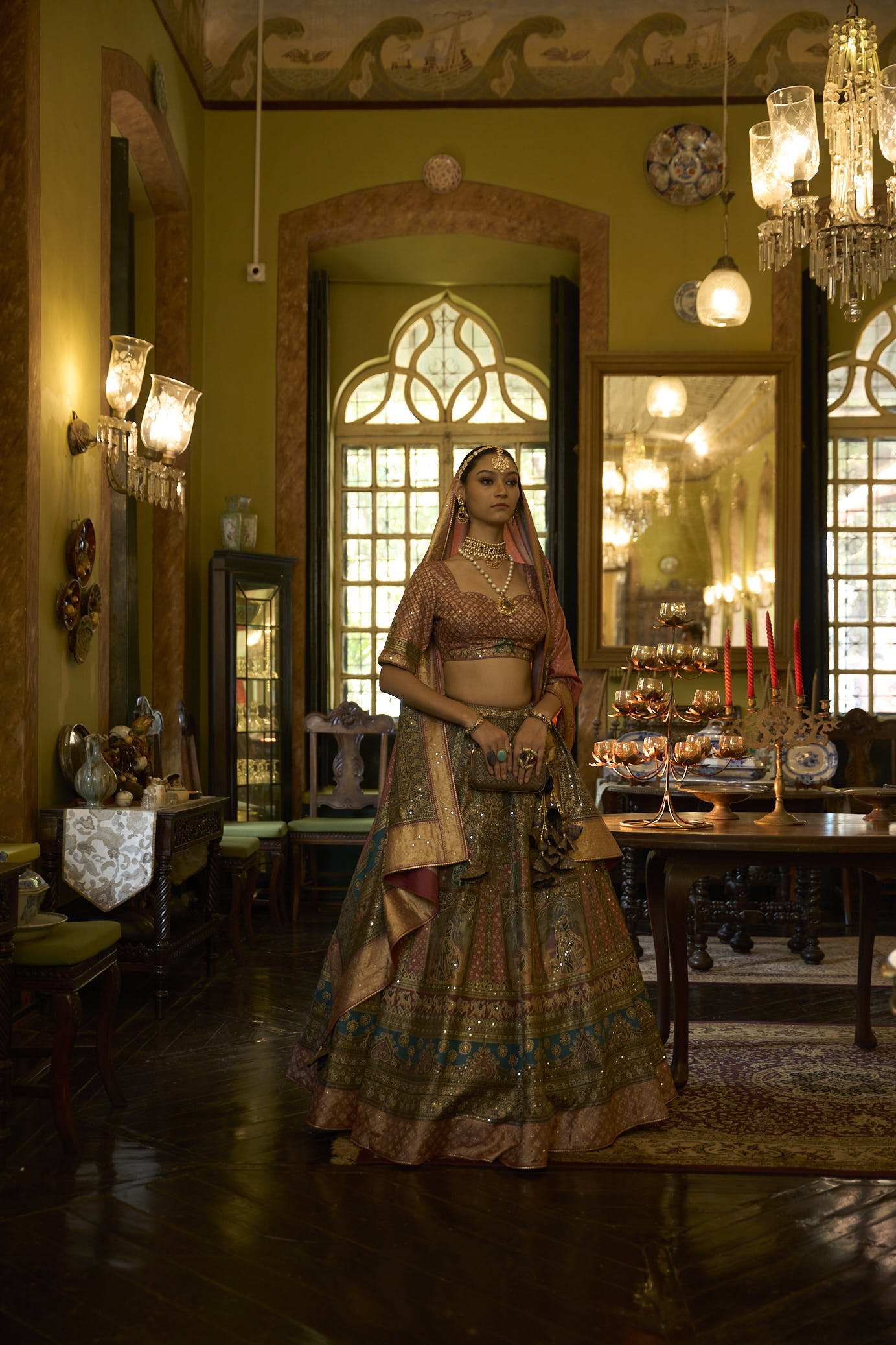 Women's Sequins Embroidered Lehenga with Blouse set- 3pc set