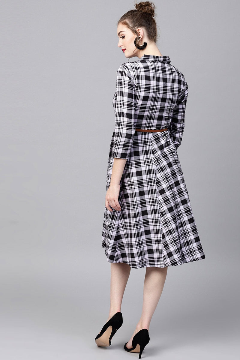 13062 Black Check Knitted Shirt Dress main image 0