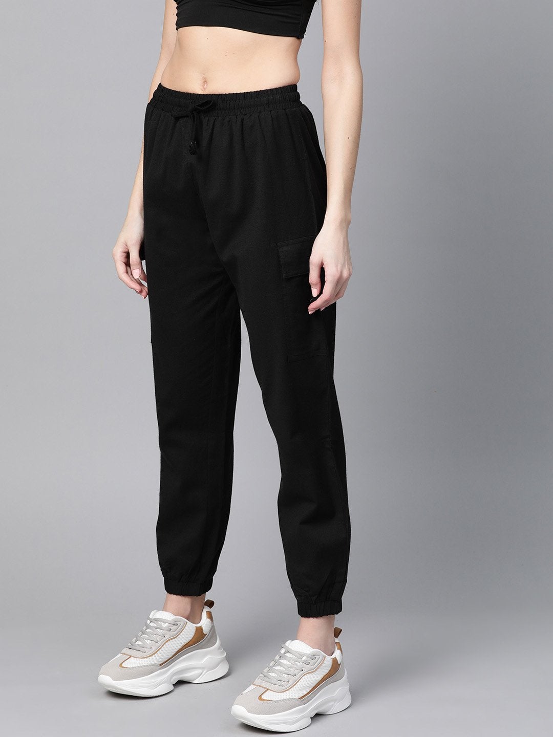 Women's Black Side Pocket Joggers