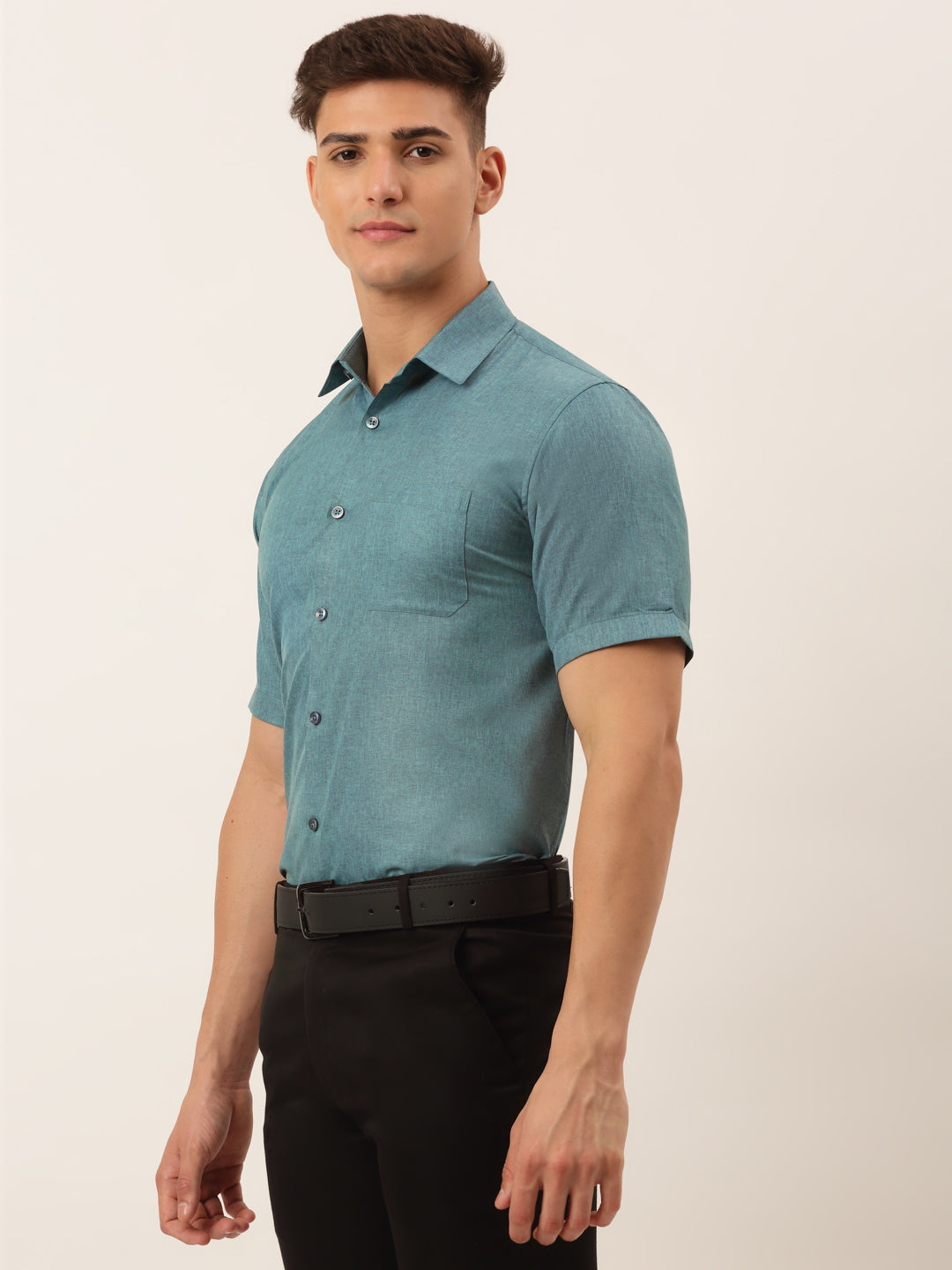 Men's Cotton Solid Half Sleeve Formal Shirts ( SF 811Grey )