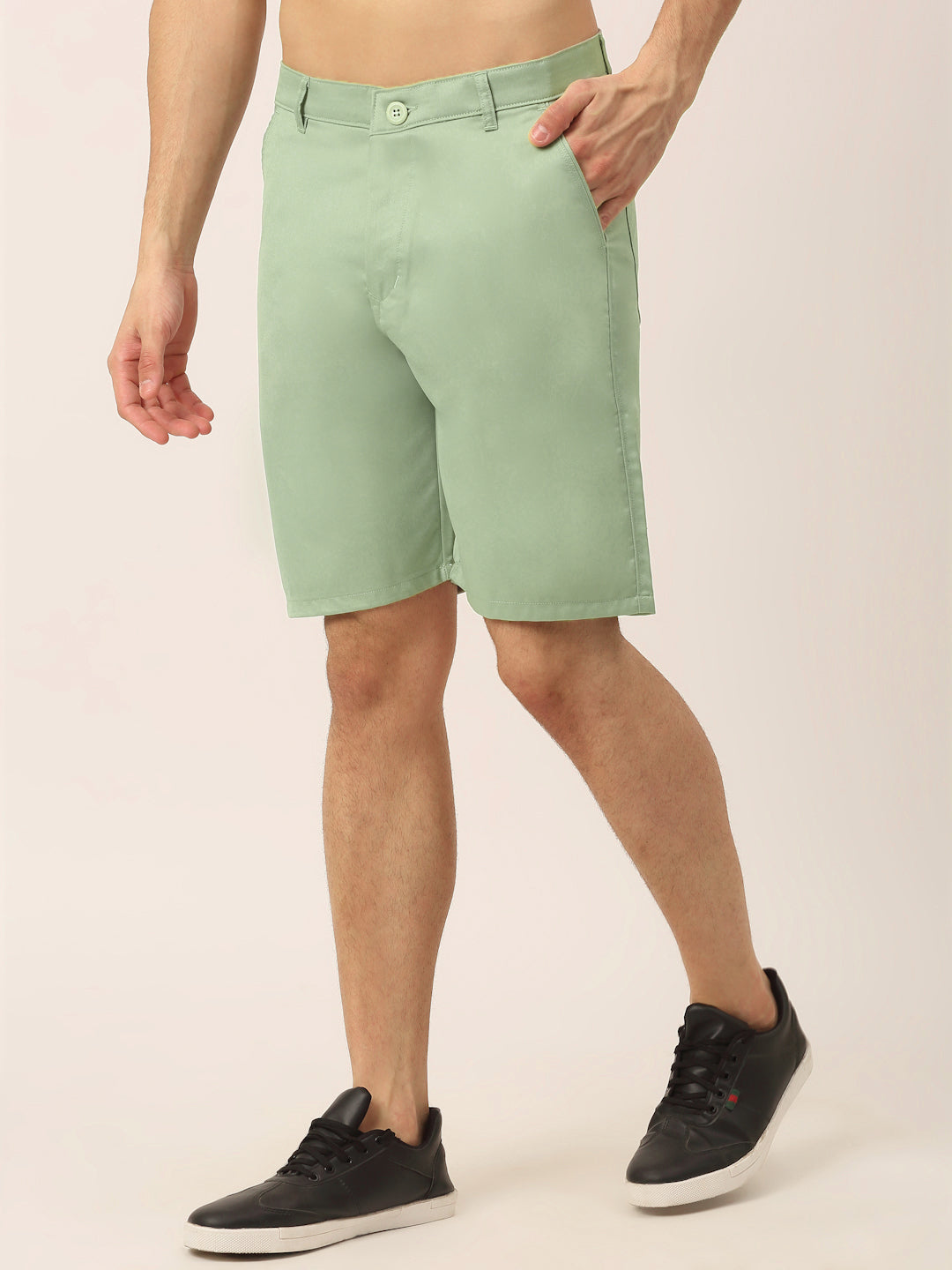 Men's Casual Cotton Solid Shorts ( SGP 153 Pista-Green )