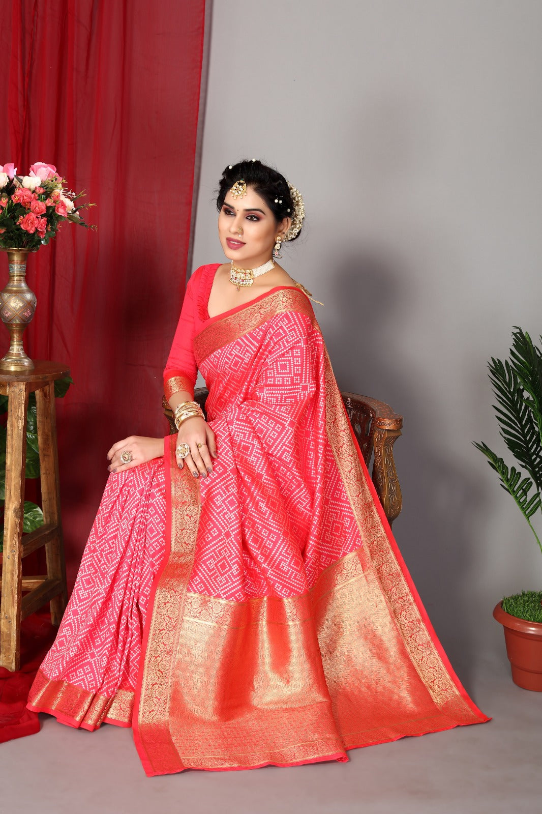 Women's Peach Designer Saree Collection