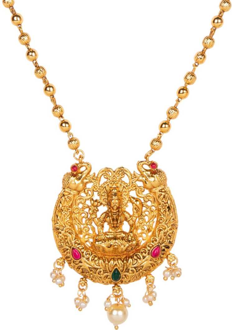 Women's Antique Matte Gold Finish White Stone Studded Temple Jewellery set