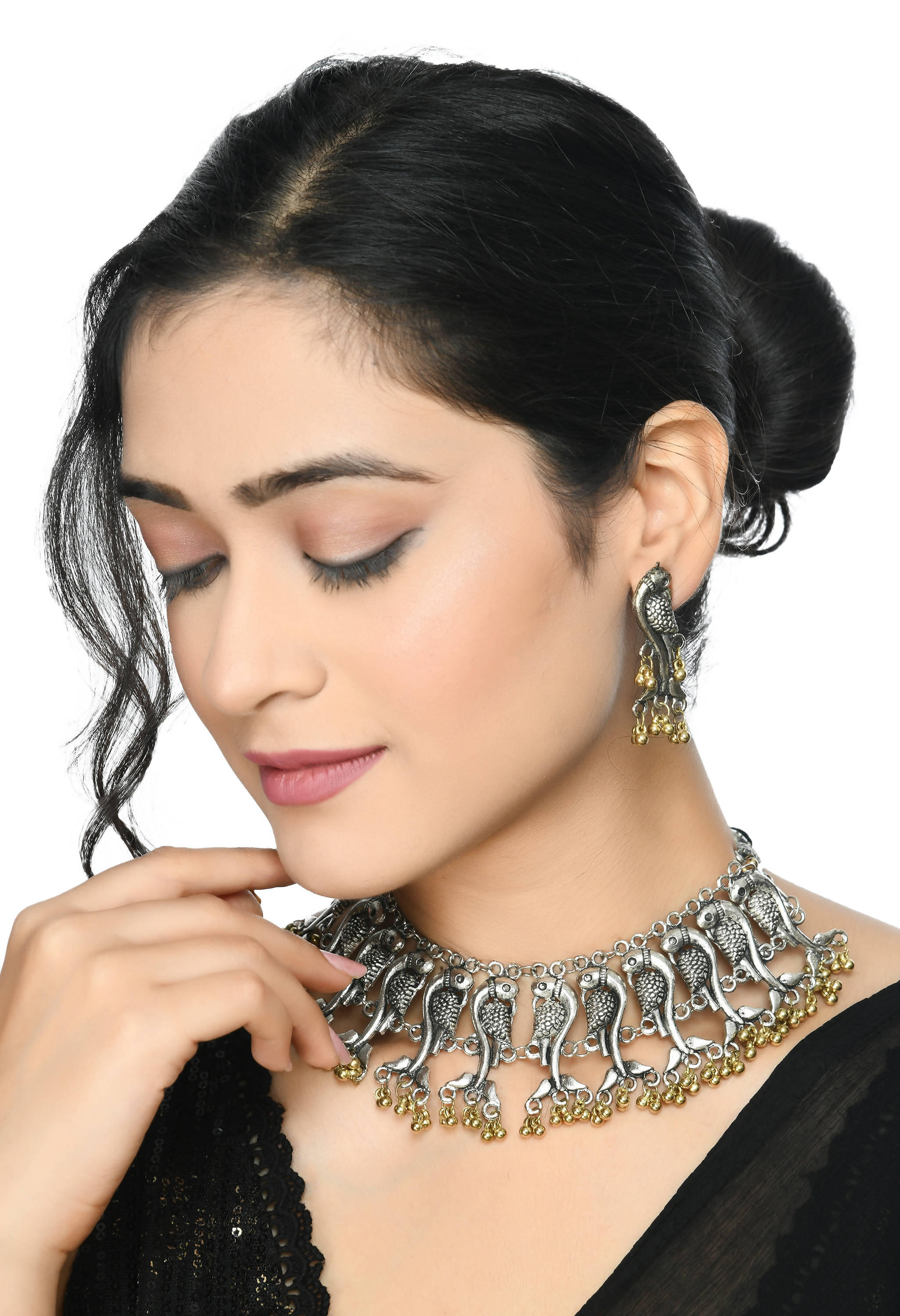 Trendia Parrot Design Choker Necklace with Golden Gh