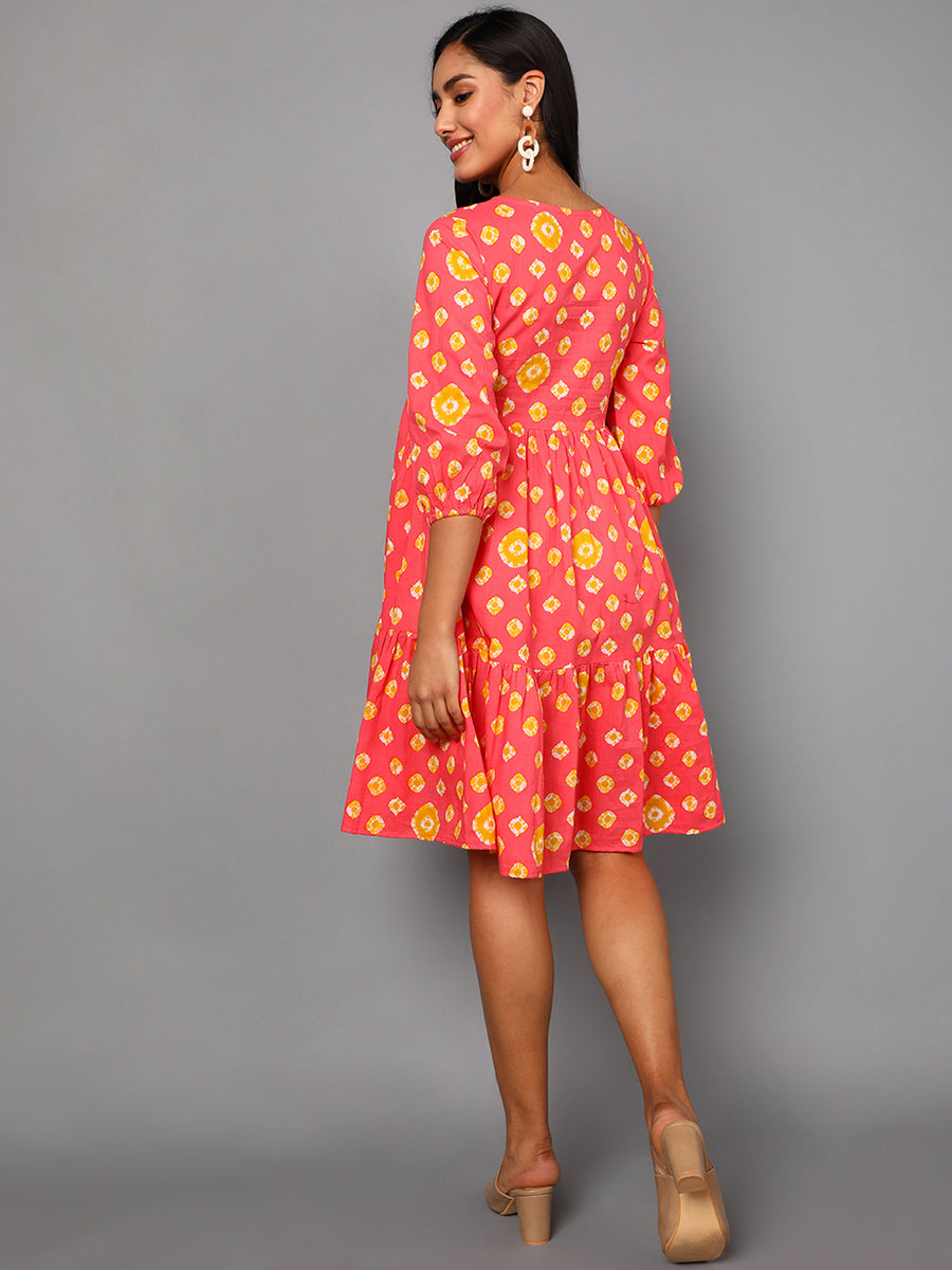 Waverly Orange Geo Cotton Dress