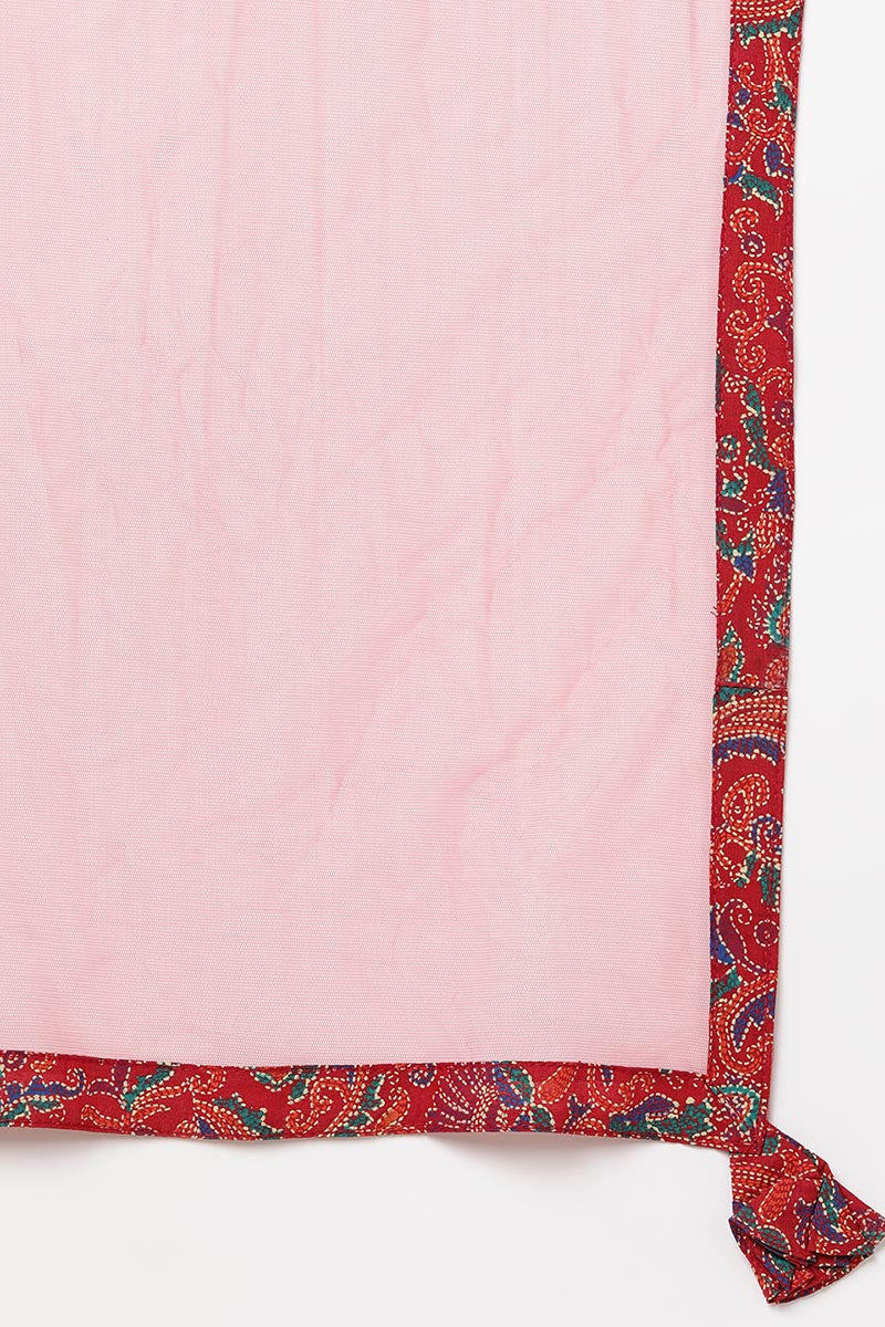 Women's Cotton Blend Floral Printed Kurta Pants With Dupatta - Ahika