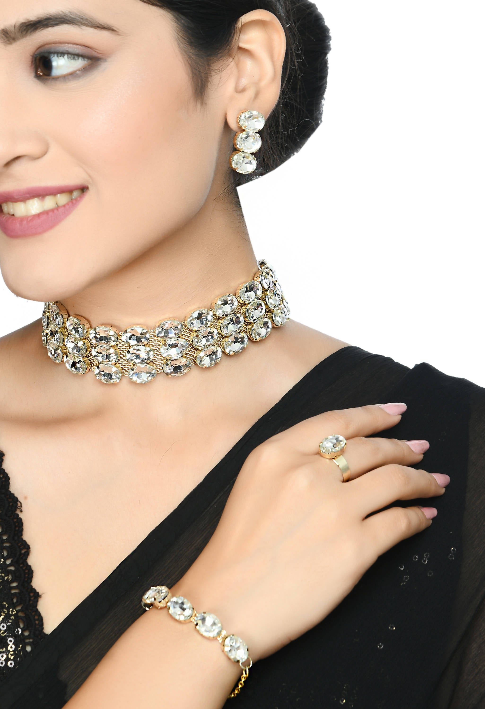 Johar Kamal Designer Choker Set Earrings, Bracelet and