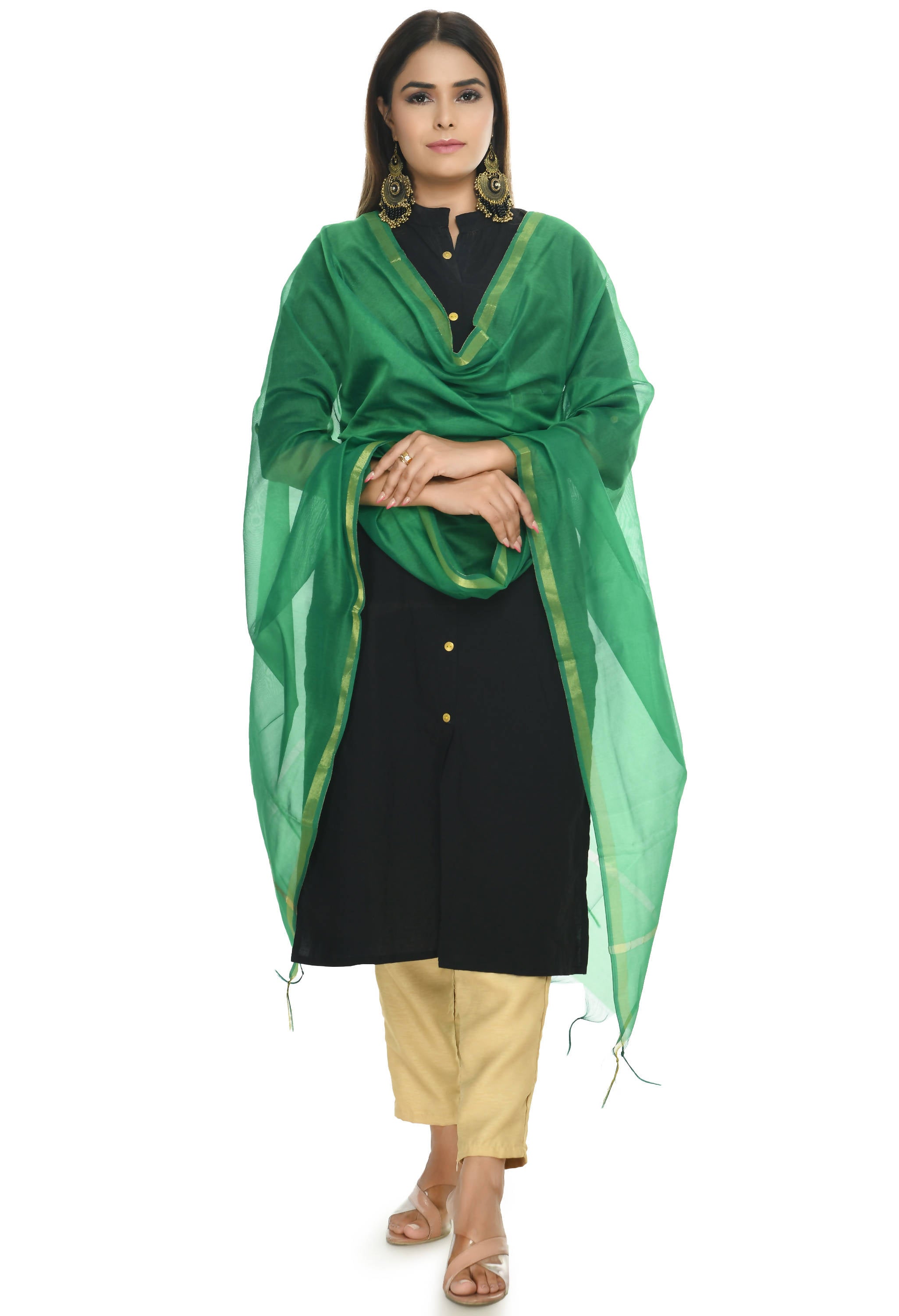 Women's Banarsi Chanderi Piping Dupatta Mfd0026
