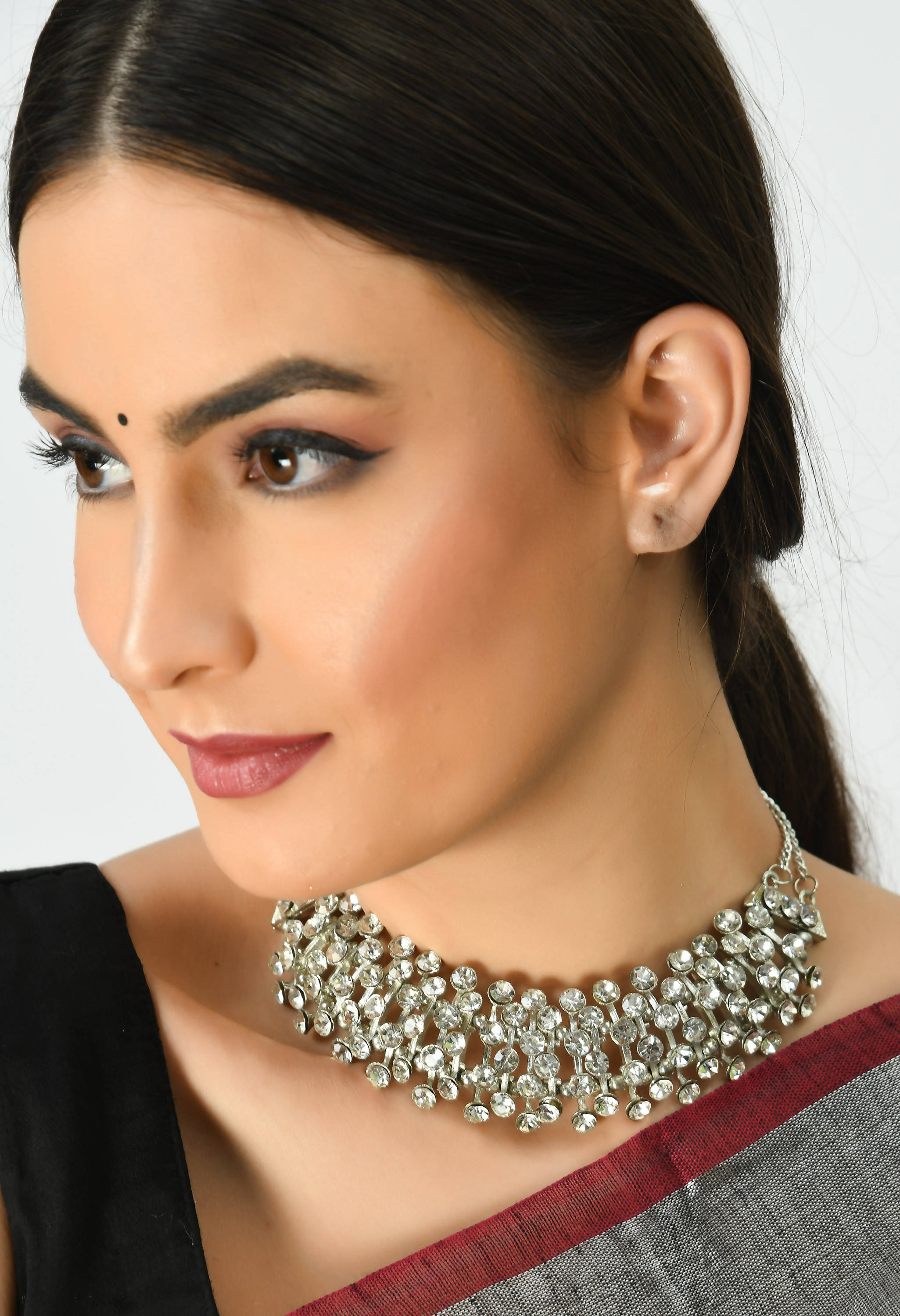 Kamal Johar Silver-Plated Kundan Nec