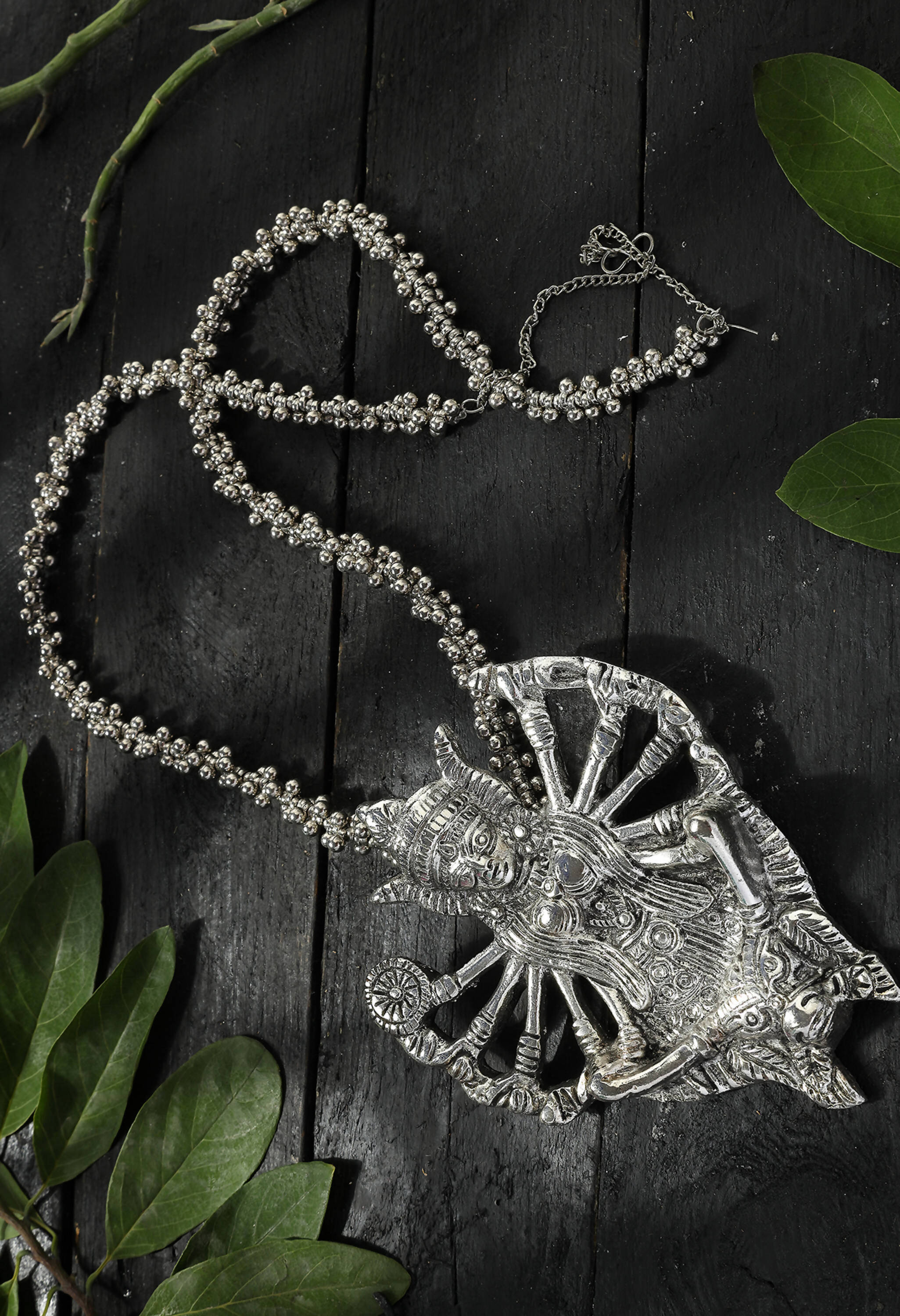 Johar Kamal German Silver Oxidised Combo Necklac