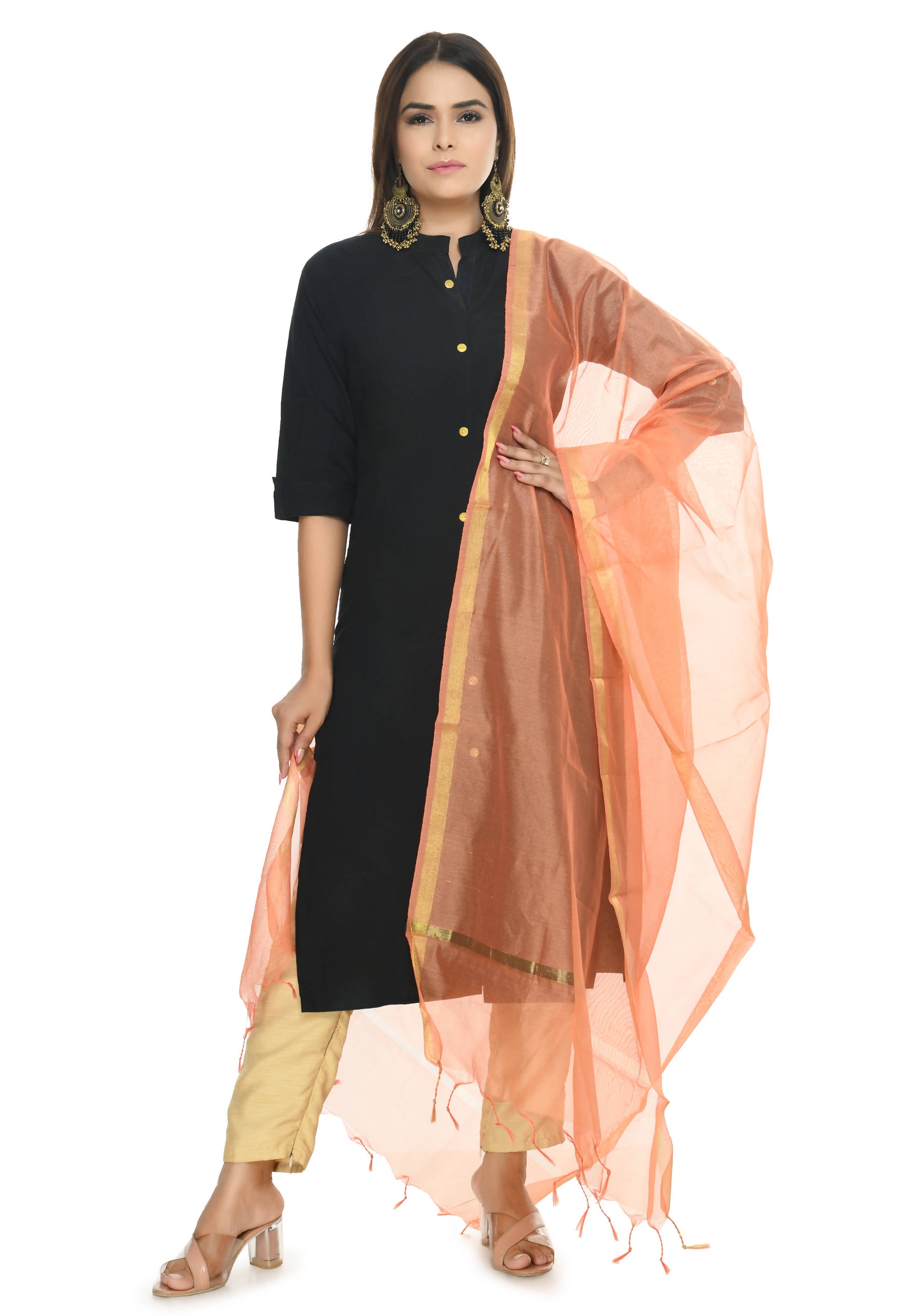 Women's Banarsi Chanderi Piping Dupatta Mfd0029