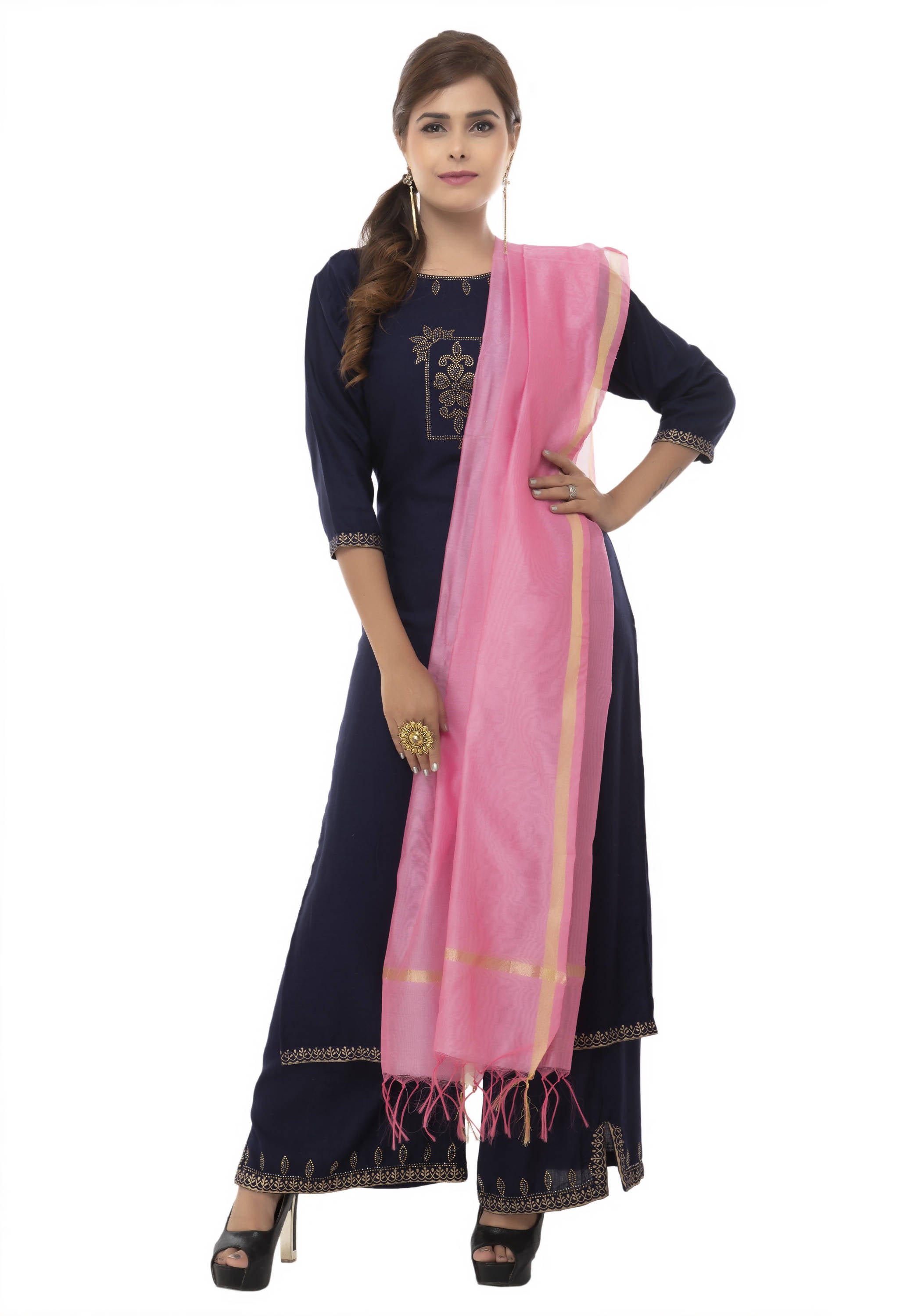 Women's Banarsi Chanderi Piping Dupatta Mfd0024