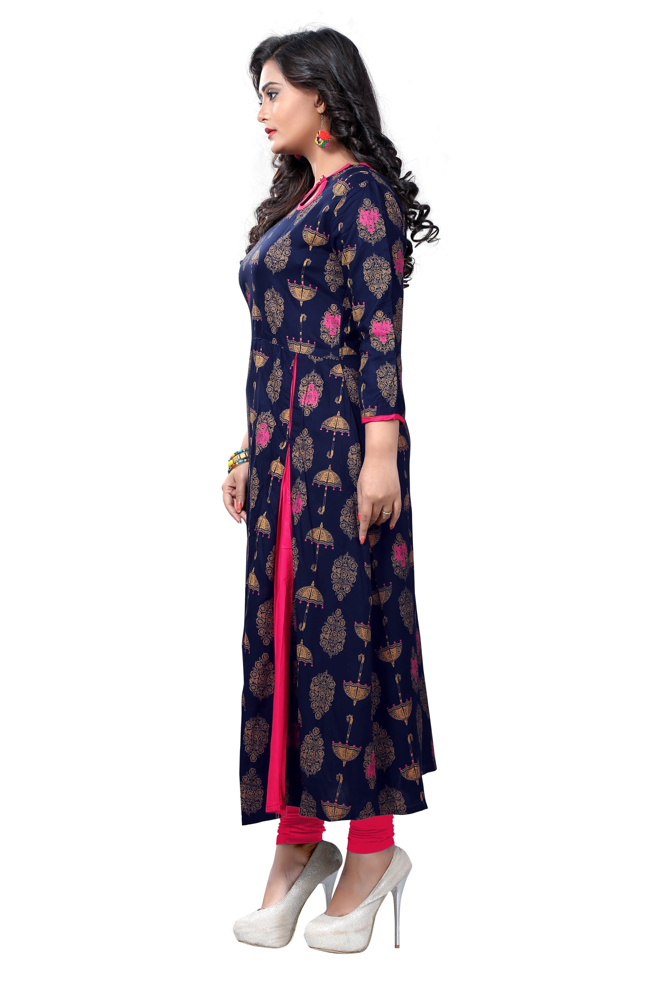 Women's Blue Rayon Kurta By Vbu