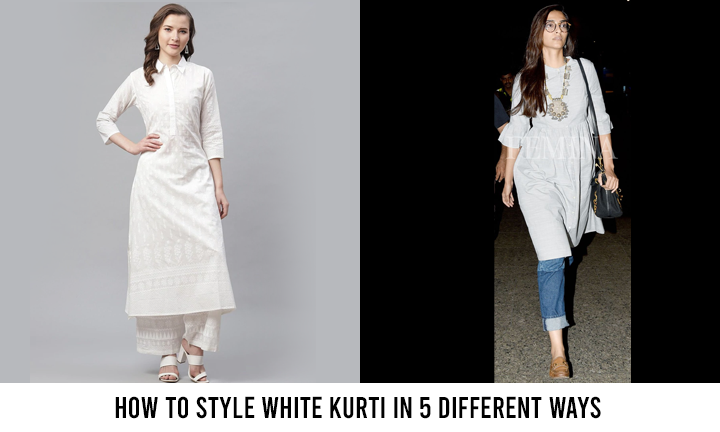 White kurti and pink pant with chiffon dupatta - Kurti Fashion