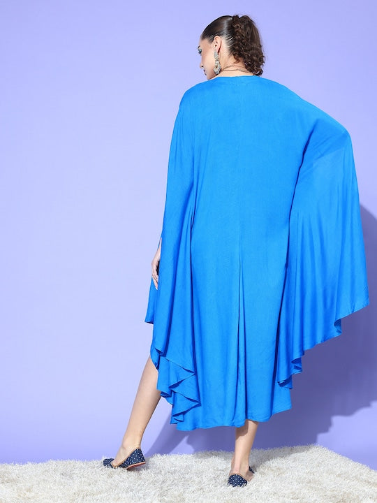 Women's Ink Blue Rayon Cowel Style Kaftan - InWeave