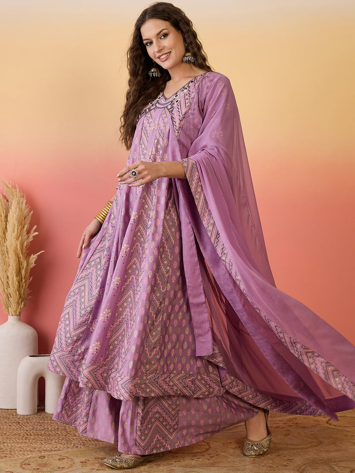 Women's Women Embroidered Anarkali Kurta Set With Dupatta