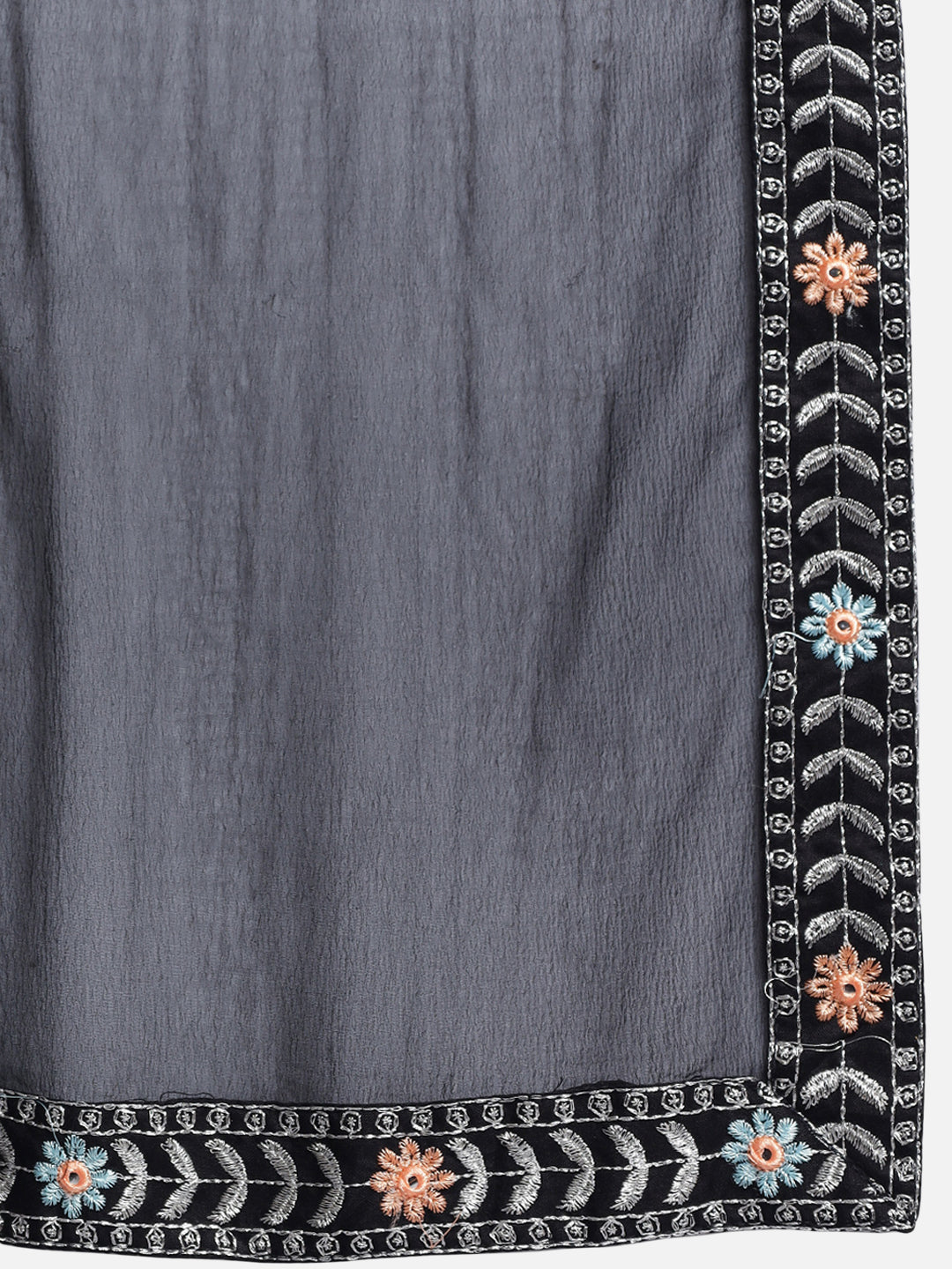 Women's Solid Black Embroidery Kurta Set with Dupatta