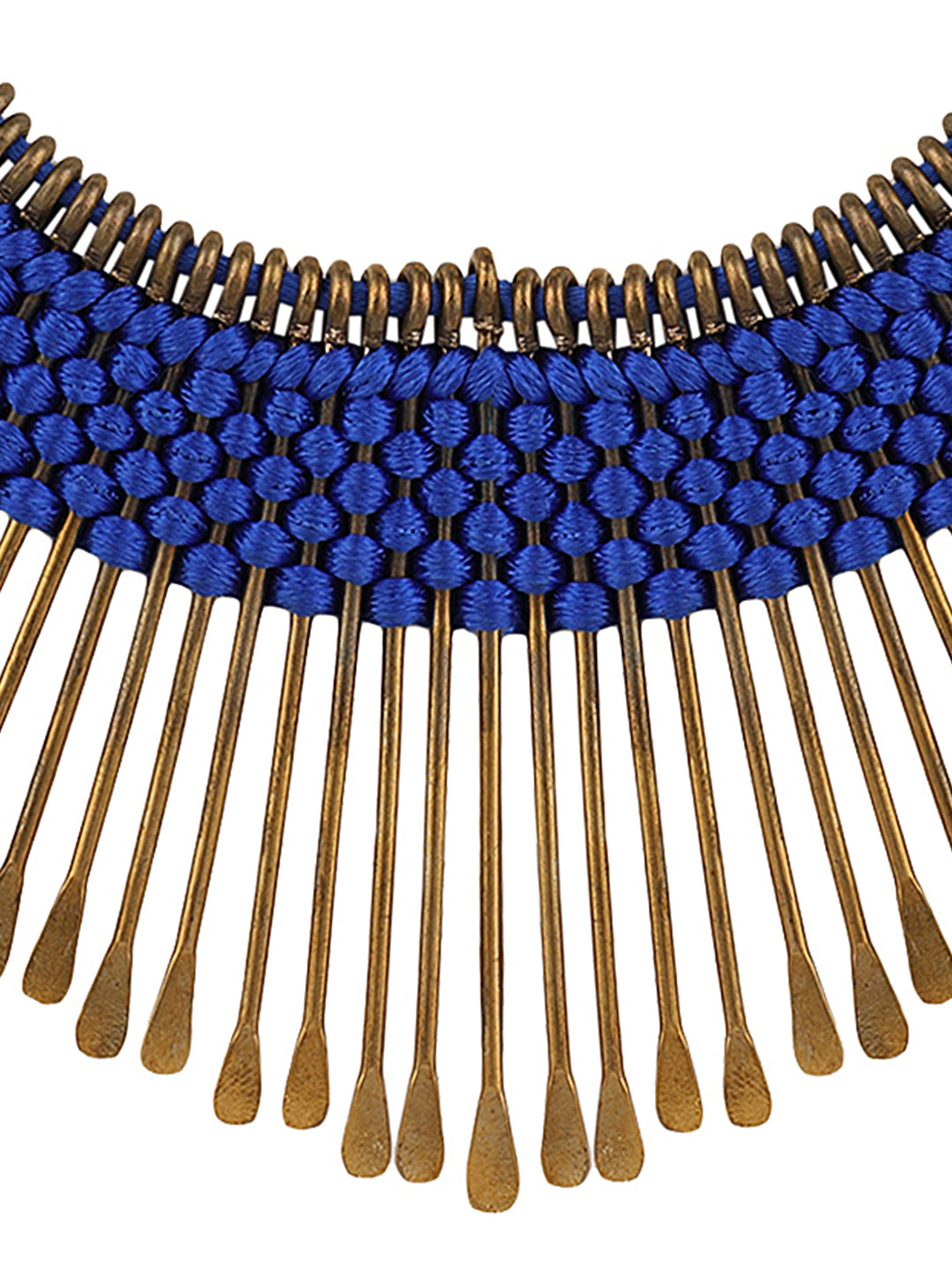 Women's Stylish Gold Plated Thread Work Designer Blue Necklace