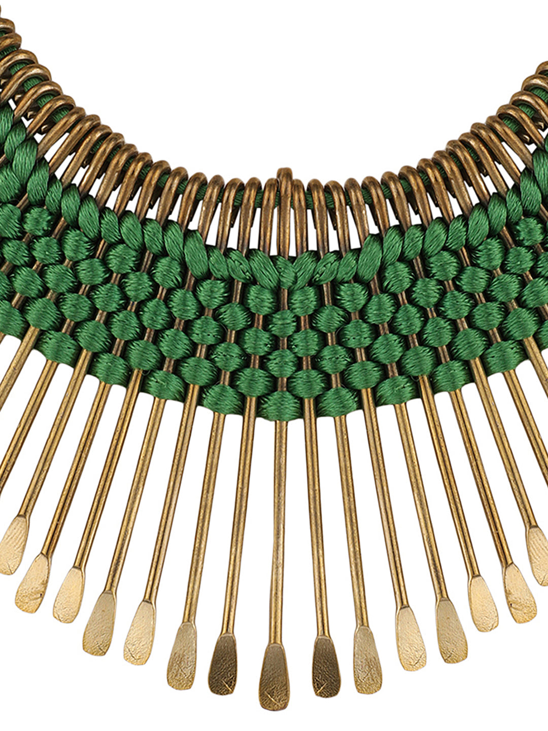 Women's Stylish Gold Plated Thread Work Designer Green Necklace