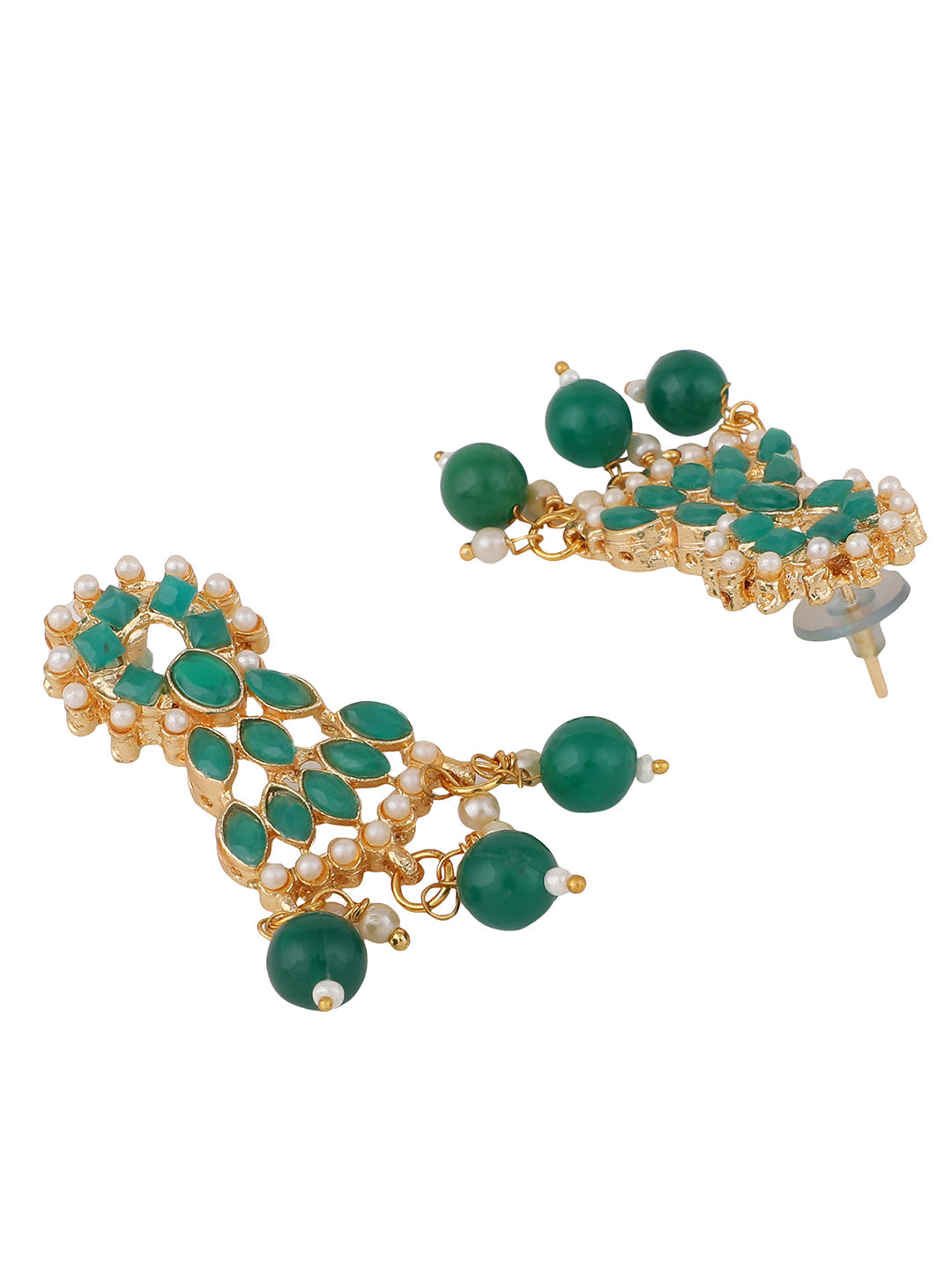 Women's Pearl And Emerald Green Stone Choker Necklace