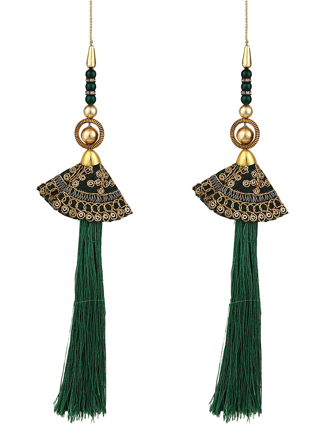 Women's wedding Handmade Hanging bridal heavy Green Tassels Lehange Fancy Beautiful Pair of Latkans