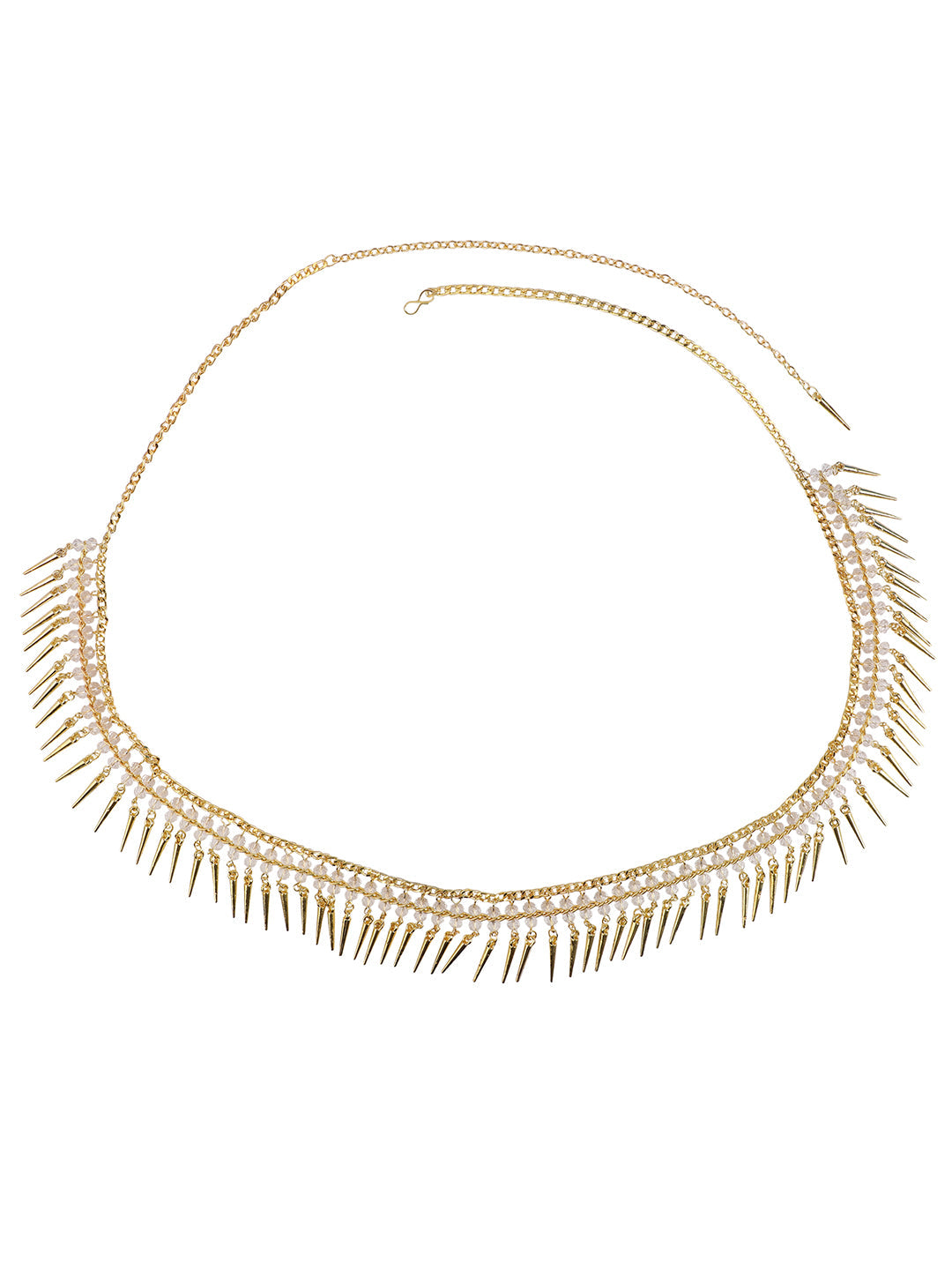 Women's 24K Gold-Plated White Beaded Studded Hand Crafted Traditional Kamarbandh