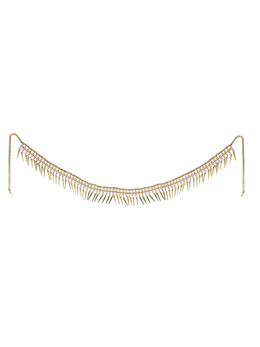 Women's 24K Gold-Plated White Beaded Studded Hand Crafted Traditional Kamarbandh
