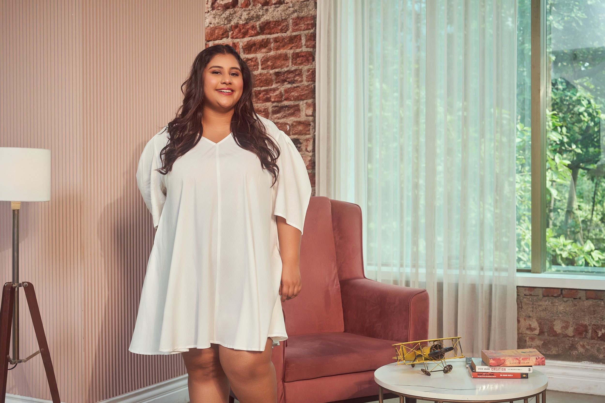 Women's White Modal Cute Short Dress - Nangalia Ruchira